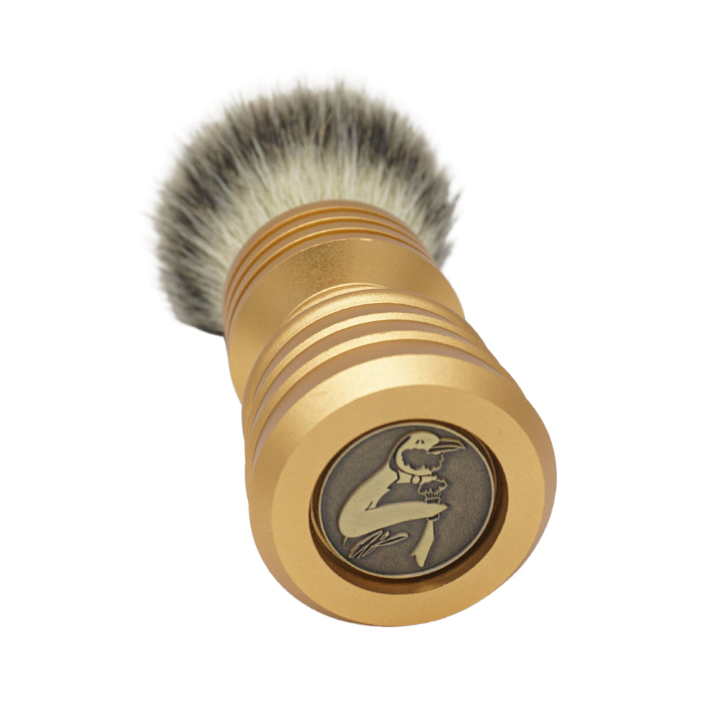 23mm Mühle STF Large x AP Shave Co. Alumihandle Gold Matte Rocket Shaving Brush - Premium Synthetic Shaving Brush for Men - Perfect for Wet Shaving & Beard Grooming at Home or Travel