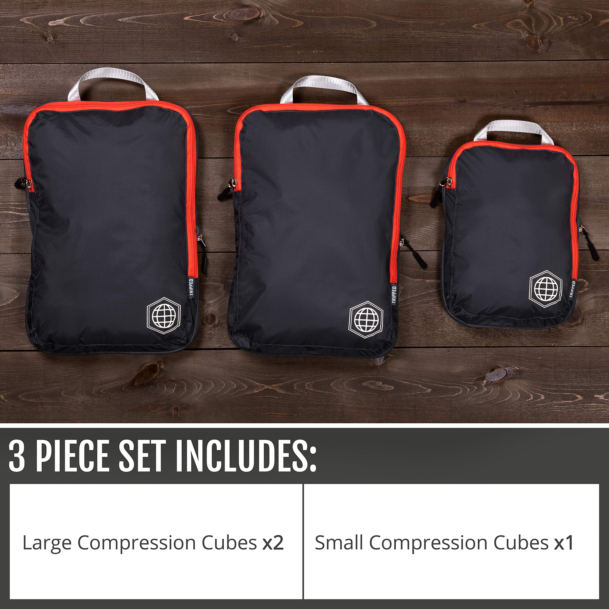 TRIPPED Travel Gear Compression Packing Cubes - Lightweight Luggage & Backpack Organizer for Clothes, Perfect for Business Trips, Vacations & Weekend Getaways