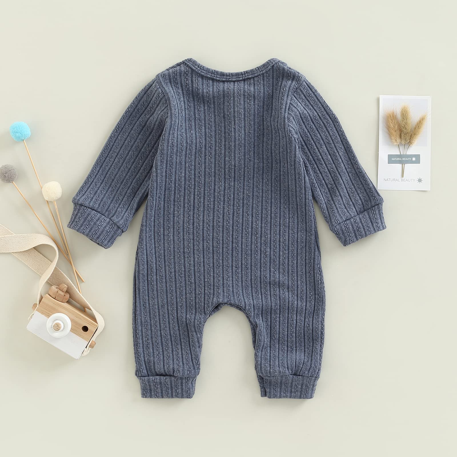 Ynibbim Winter Newborn Baby Romper - Unisex Hooded Jumpsuit with Waffle Cotton & Button Closure for Boys & Girls | Cozy Outfit for Infants 0-12 Months | Perfect for Family Photos, Holiday Gifts & Winter Outings