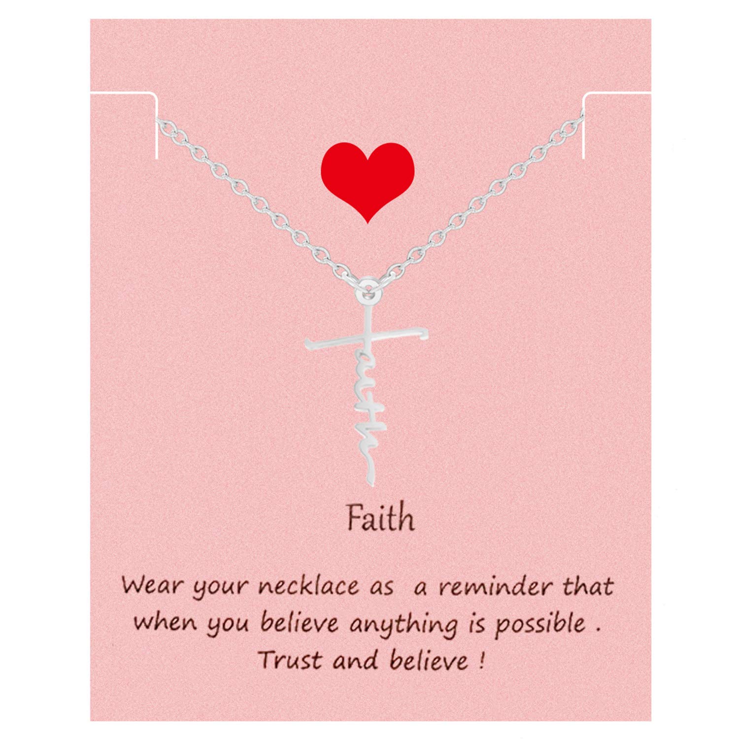 Faith Cross Necklace for Women - Jesus Love Pendant Religious Jewelry, First Communion Gift for Girls | Perfect for Church, Baptism, Weddings & Daily Wear