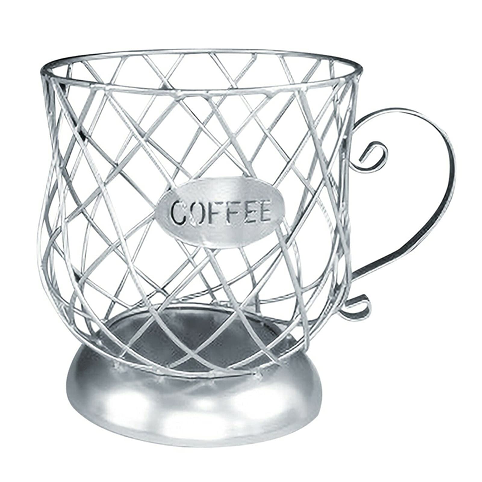 VELIHOME Wrought Iron Storage Basket - Rust-Resistant Coffee Pod Holder & Mug Rack for Kitchen, Coffee Bar - Organize K-Cups, Tea Bags & Spices | Perfect for Home, Office & Cafe Use