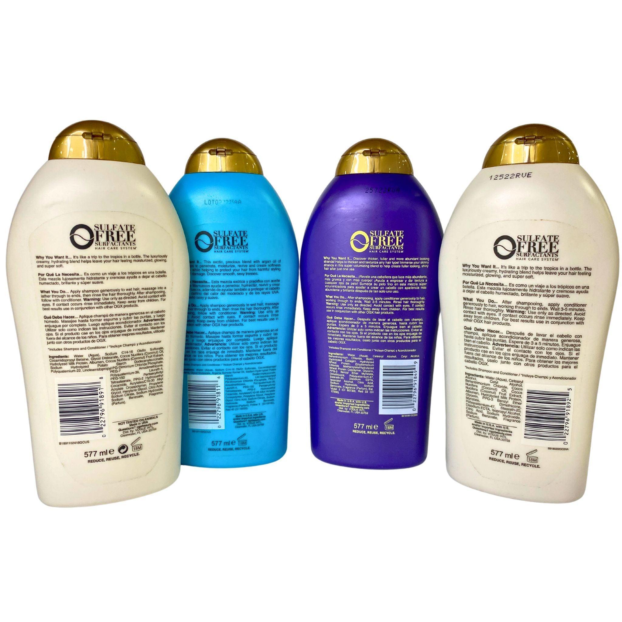 OGX Assorted Shampoo & Conditioner Set - 19.5OZ (30 Pack) with Coconut, Argan Oil & Biotin for Hydration & Volume - Perfect for Salon Quality Hair Care at Home, Travel & Gifts