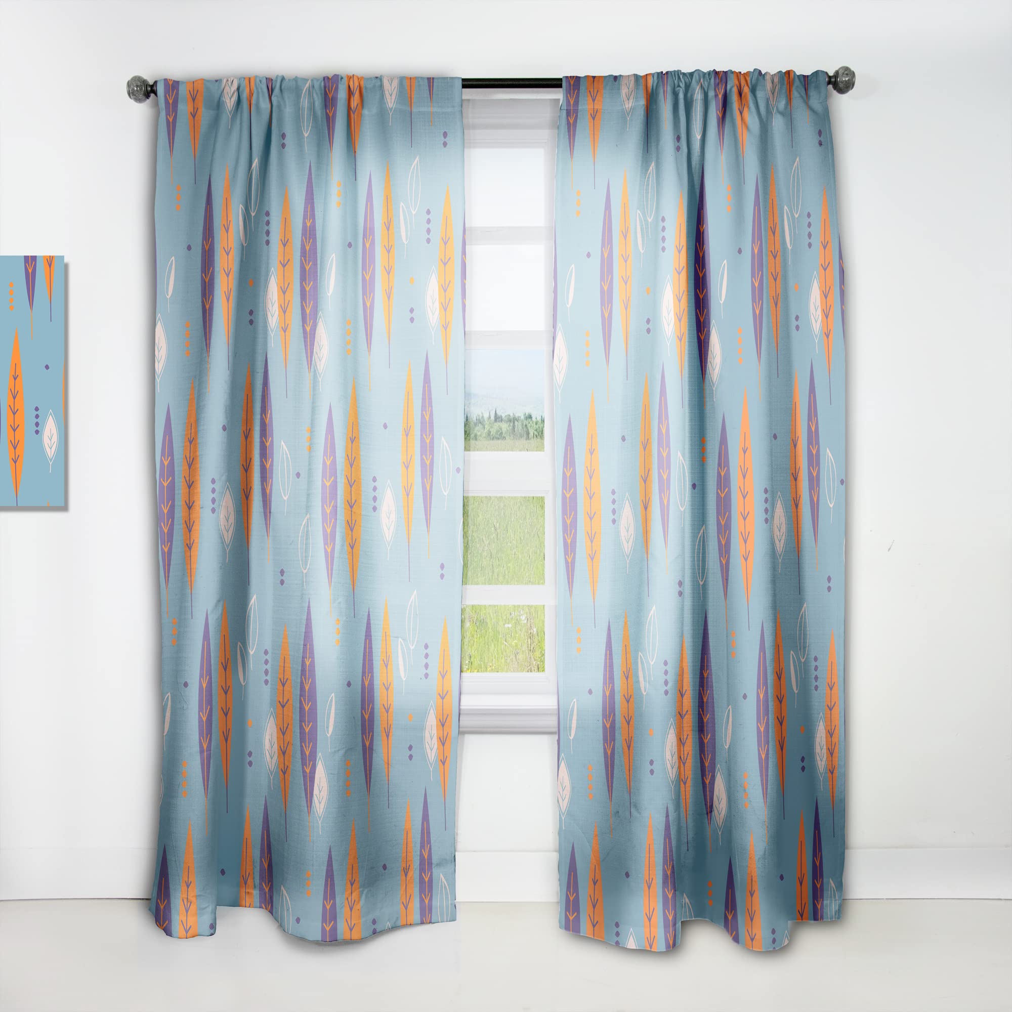 Floral Retro Botanical Pattern II Thermal Insulated Curtains - 52x95 Inch Single Panel for Bedroom & Living Room - Perfect for Home Decor, Privacy & Energy Efficiency