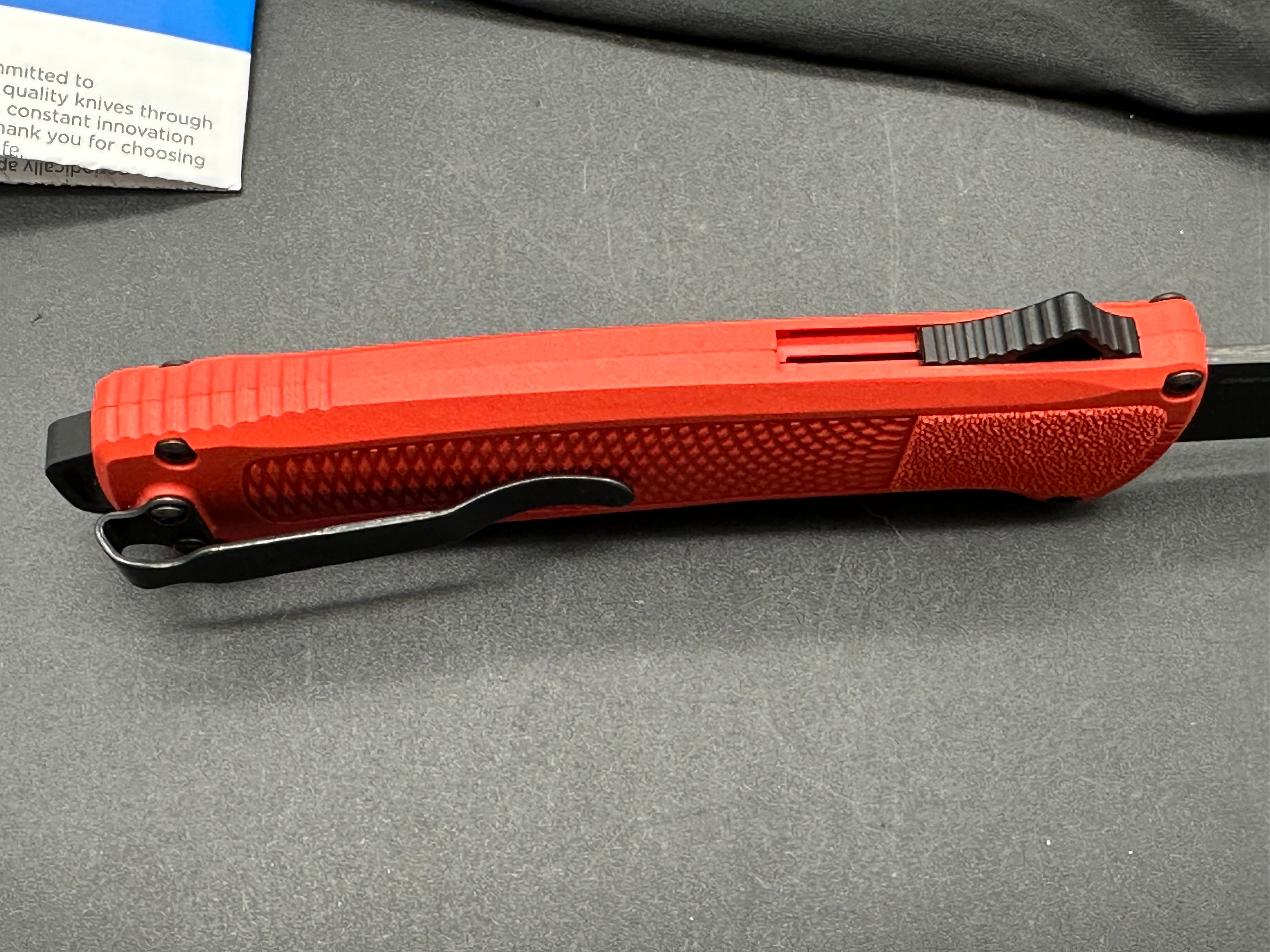 Benchmade Shootout Limited Edition CPM Cruwear Folding Knife - Red Grivory Handle for Outdoor, Camping & EDC Use
