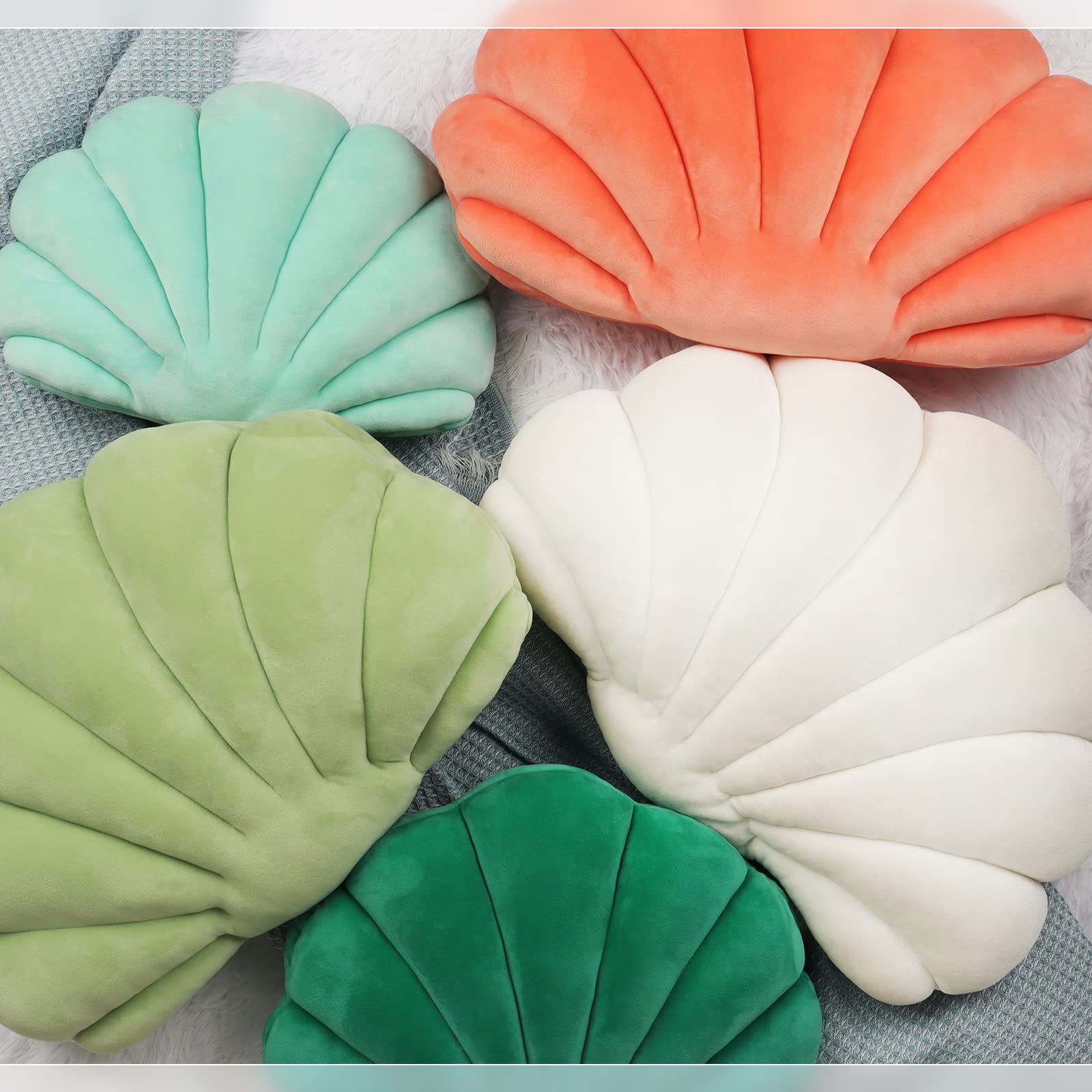 3D Velvet Seashell Pillow - Soft Ocean-Themed Decorative Throw Pillow for Bed, Couch, Sofa & Chair (18x13 Inches) | Perfect for Coastal Decor, Beach House & Nautical Nursery Room