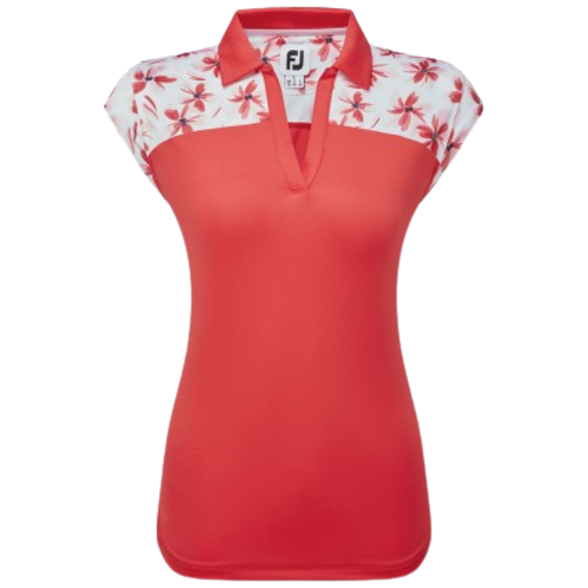 FootJoy Block Floral Trim Cap Sleeve Women's Golf Shirt - Breathable & Stylish for Golfing & Outdoor Activities