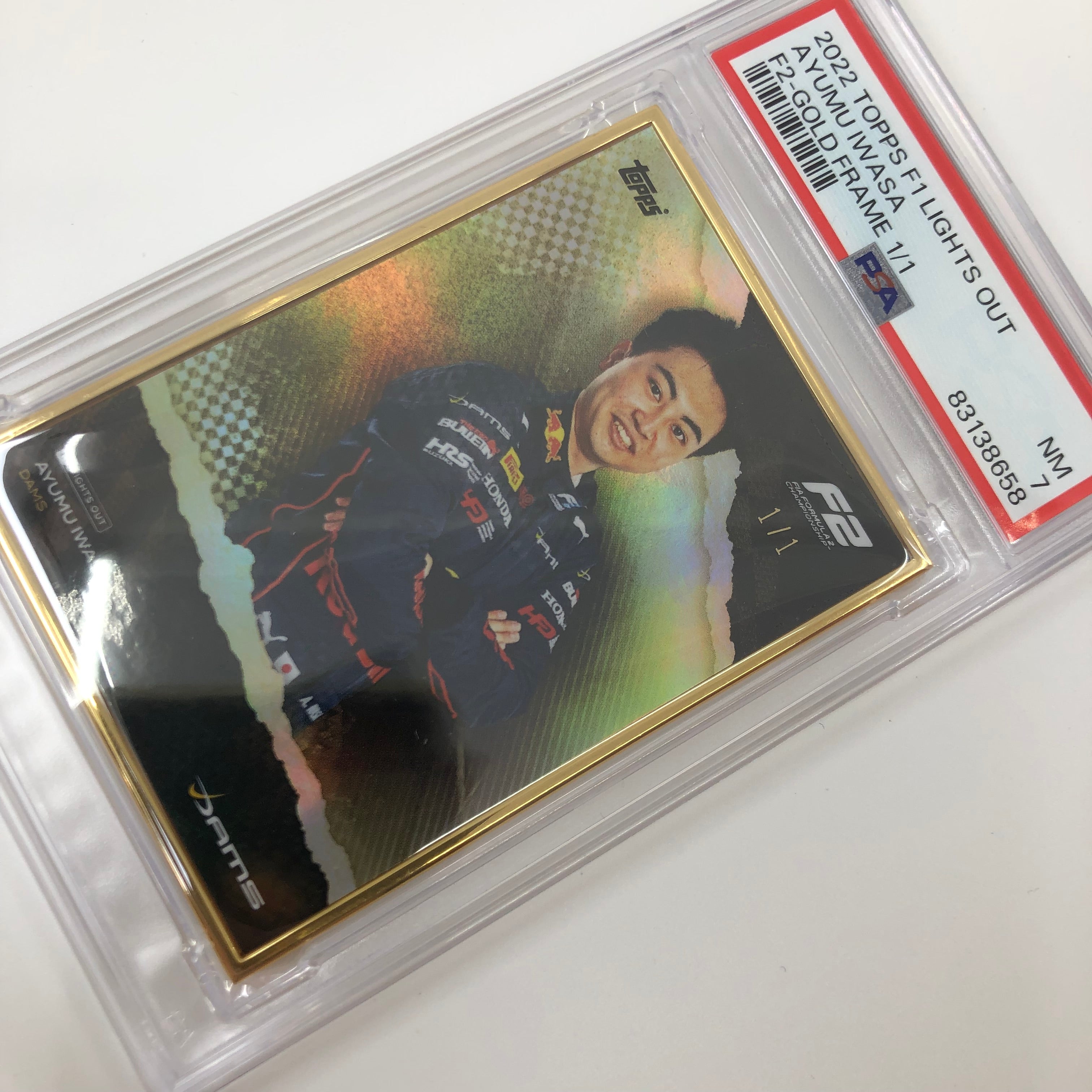 Ayumu Iwasa 2022 F2 Driver Gold Frame Collectible Card - PSA 7 Graded - Perfect for Racing Memorabilia Collections & Sports Card Displays