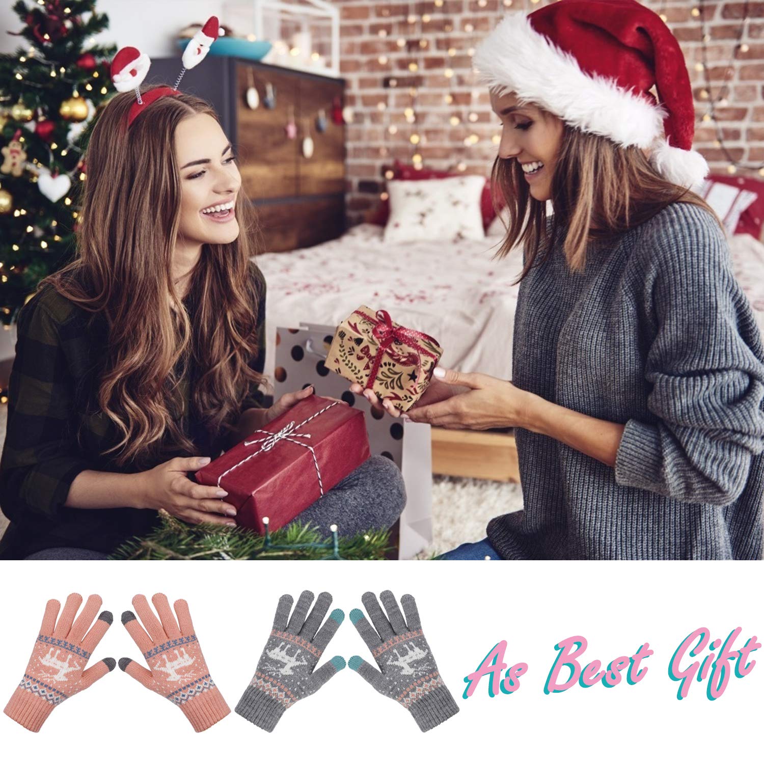 Women's Touch Screen Gloves - Warm Knitted Mittens for Winter & Phone Use