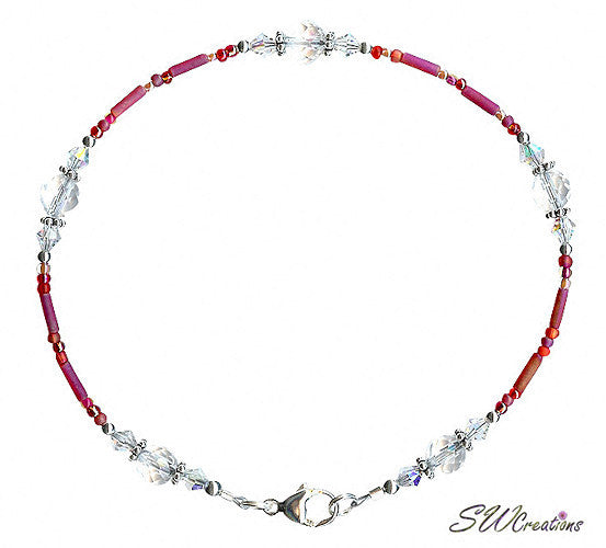 Stylish Red Rock Crystal Beaded Anklet for Women - Elegant Bohemian Ankle Bracelet Jewelry for Summer, Beach, Festival & Party Wear