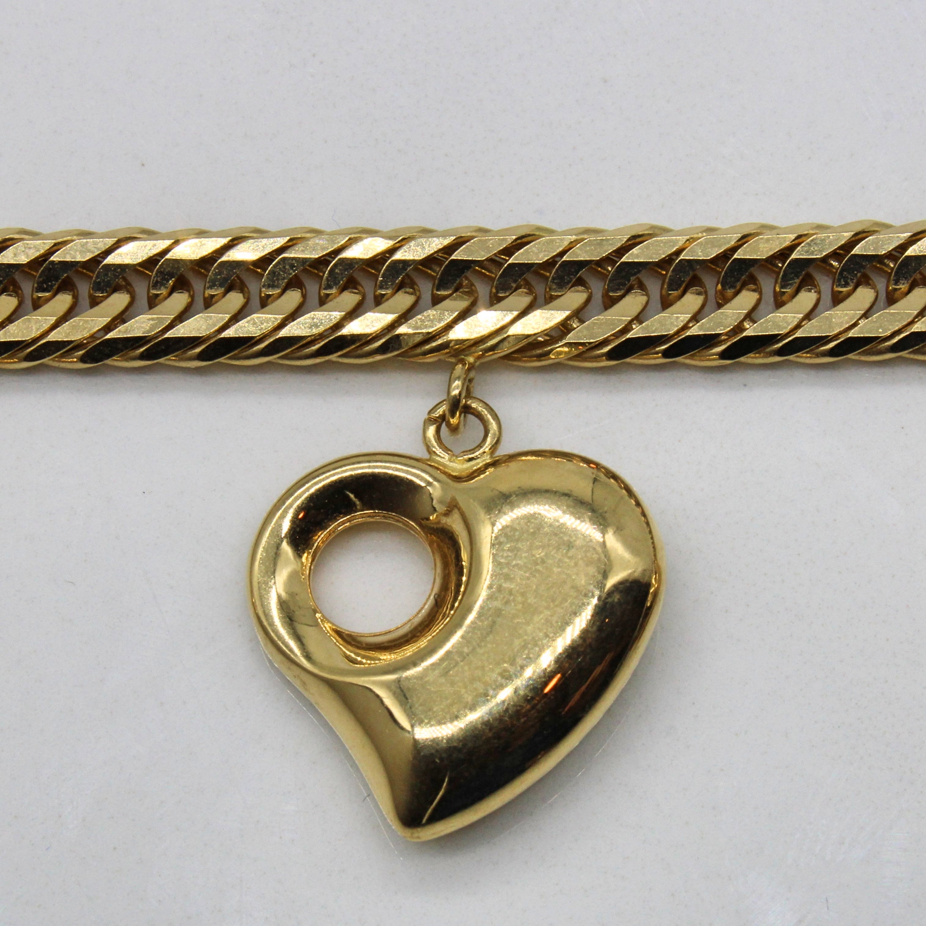 14K Yellow Gold Heart Charm Bracelet for Women - 7.5 Inch Adjustable Length | Elegant Gift for Valentine's Day, Anniversary & Birthday | Perfect for Romantic Dates, Special Occasions & Everyday Wear