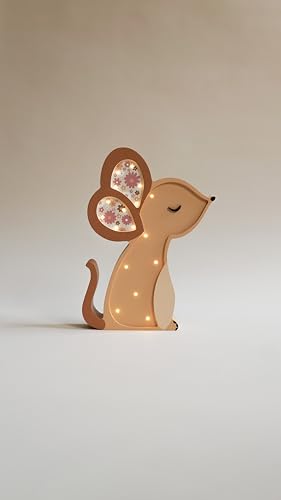 Wooden Mouse Lamp - Adorable Woodland Theme Night Light for Kids, Nursery Decor, Baby Shower & Birthday Gift Ideas - Perfect for Bedtime Stories & Cozy Nursery Ambiance (Cyber Monday Deal)