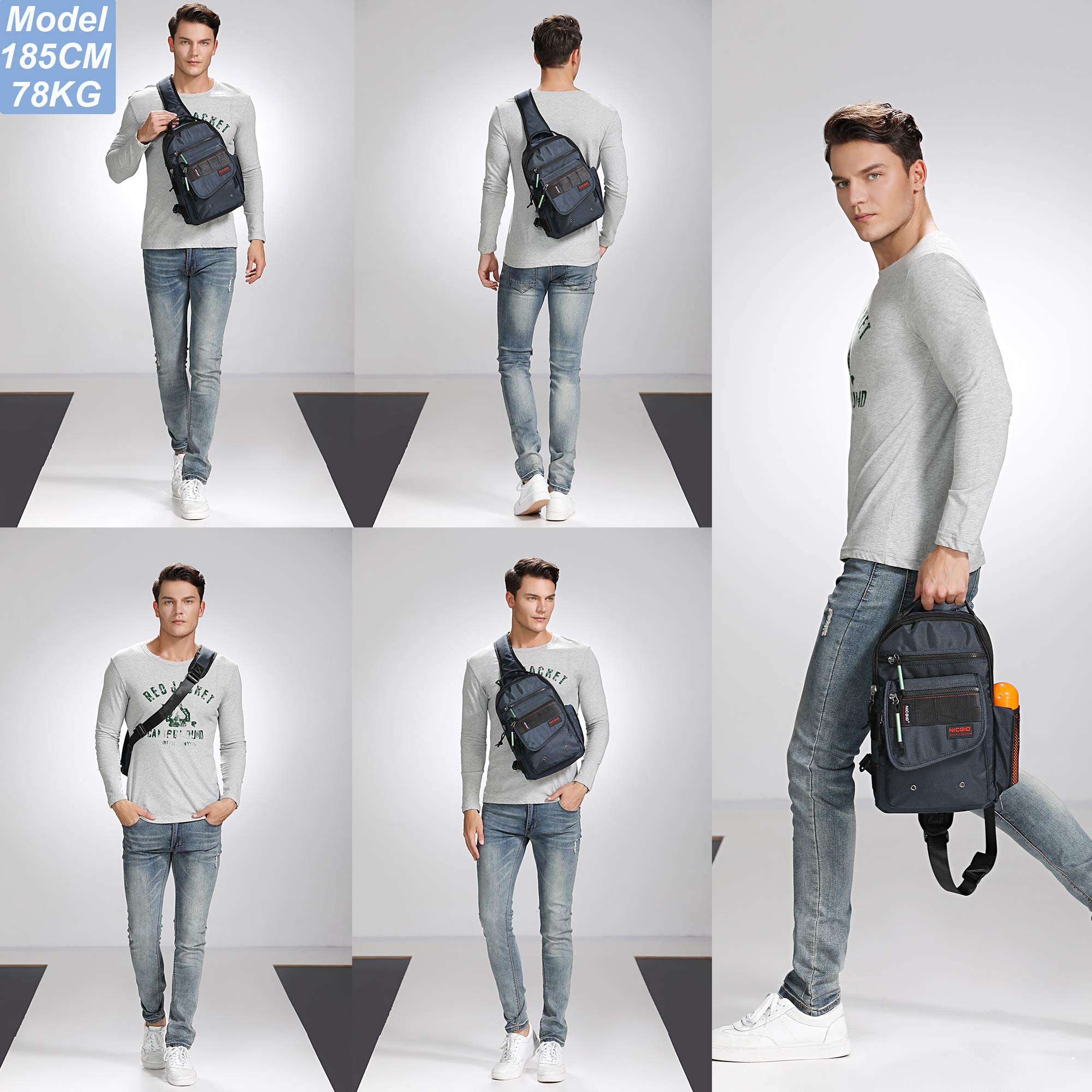 NICGID Sling Backpack for Men & Women - Crossbody Chest Bag for Travel & Outdoor