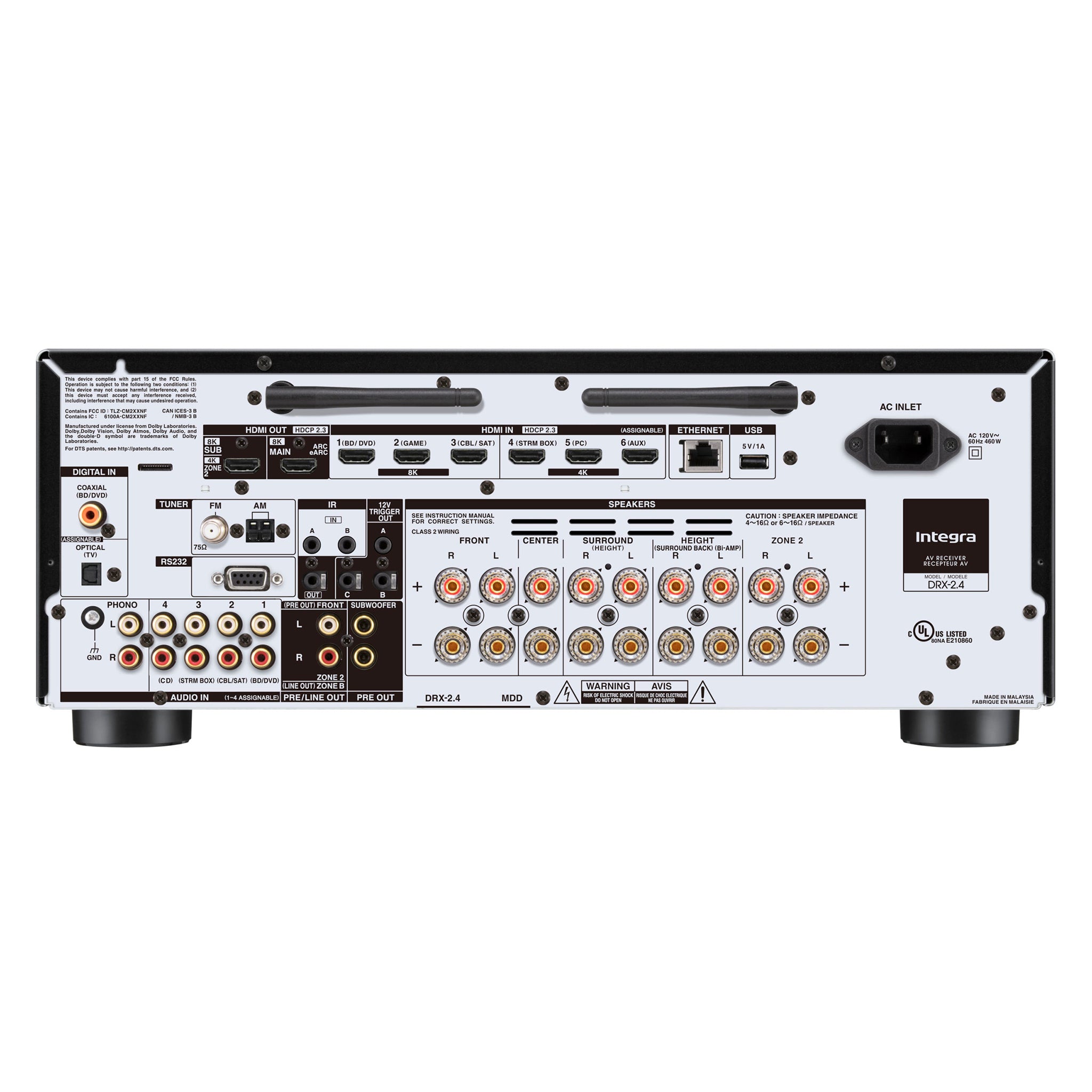 Integra DRX-2.4 7.2 Channel 8K AV Receiver with Dolby Atmos - Home Theater System for Movies, Music & Gaming