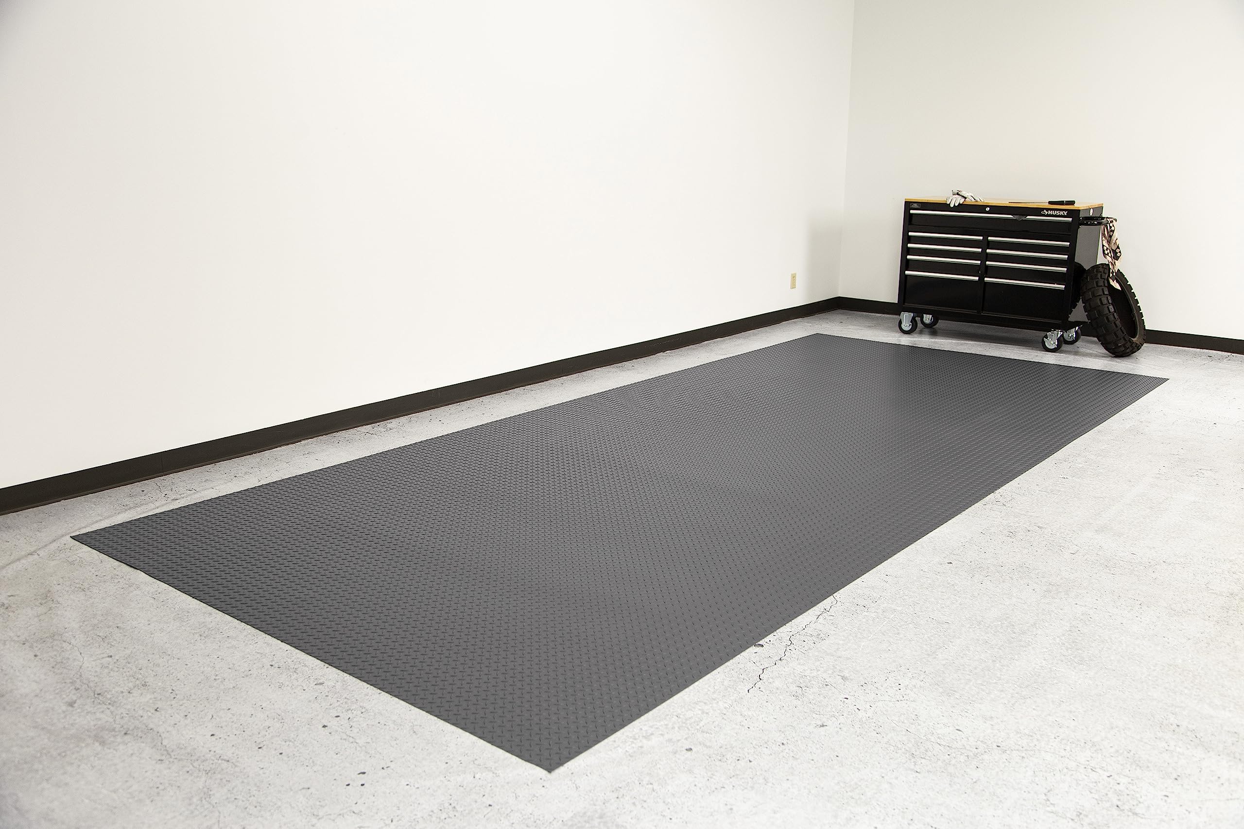 G-Floor Lite Diamond Tread Slate Grey Vinyl Rollout Garage Floor Mat - 7'6