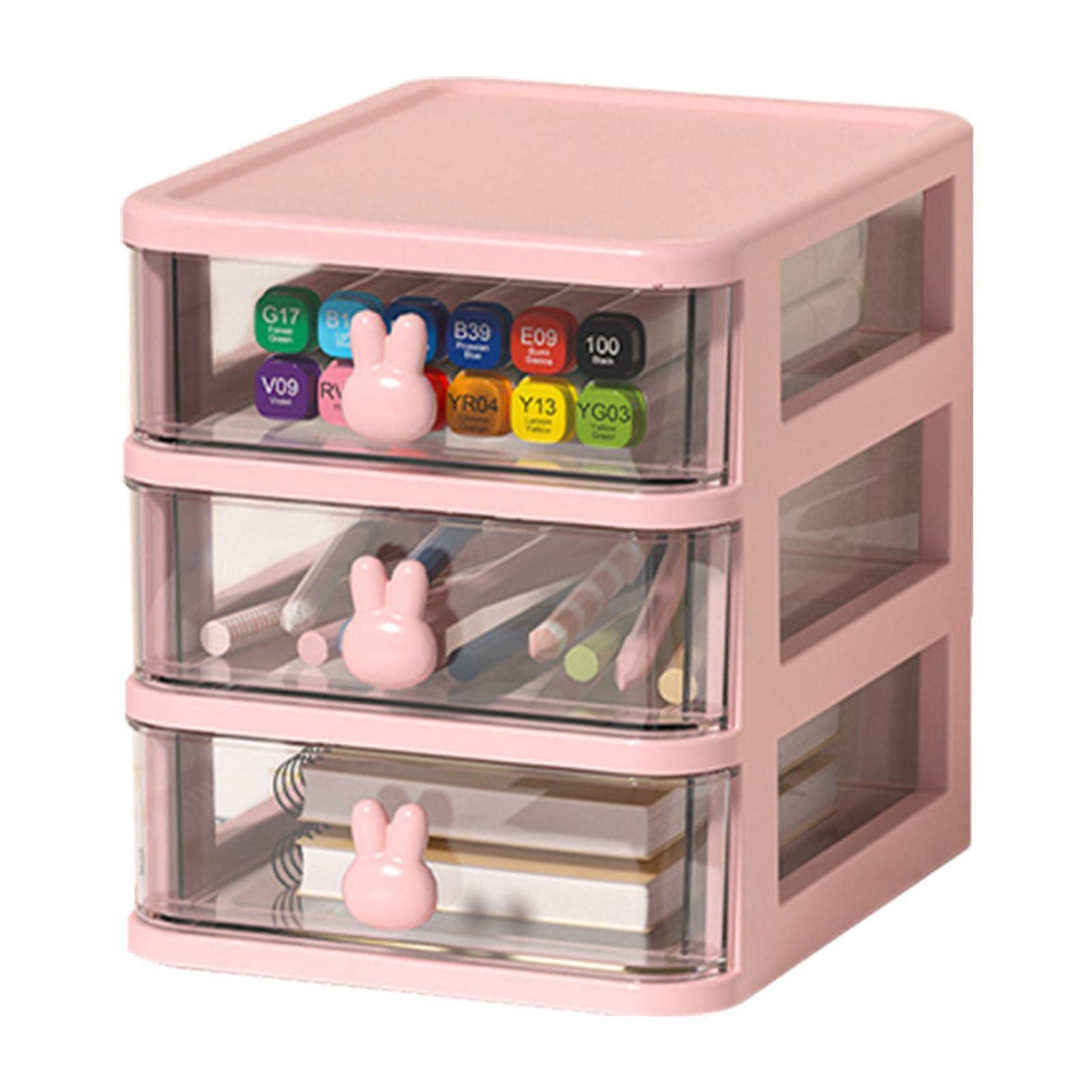 4-Tier Clear Small Desk Organizer with Drawer - Perfect for Cosmetics, Makeup, Arts & Crafts, Stationery | Compact Desktop Storage Solution for Home, Office & Vanity