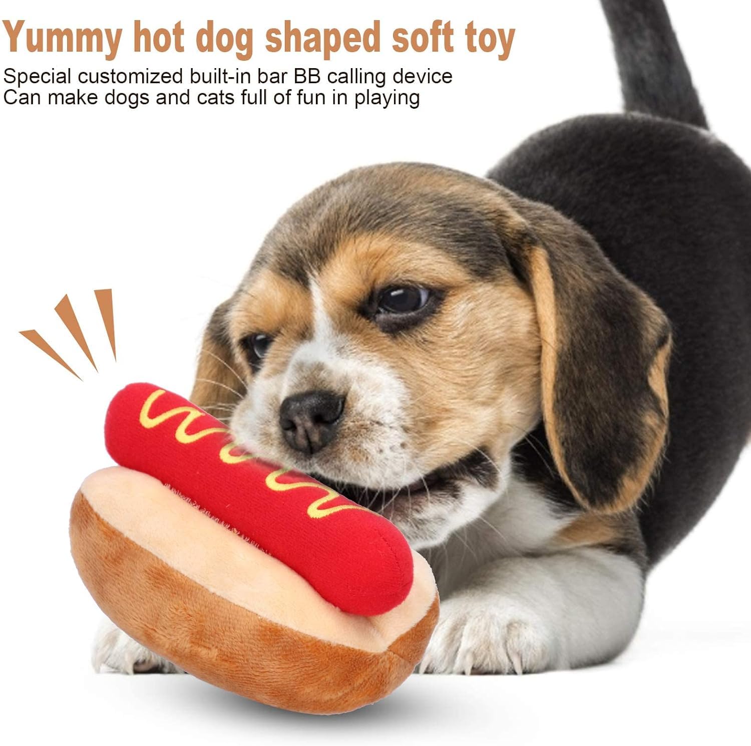 Zerodis Squeaky Plush Puppy Toys for Dogs - Hot Dog Shaped, Detachable & Soft Interactive Chew Toy for Small & Medium Dogs - Perfect for Playtime, Training & Teething Relief