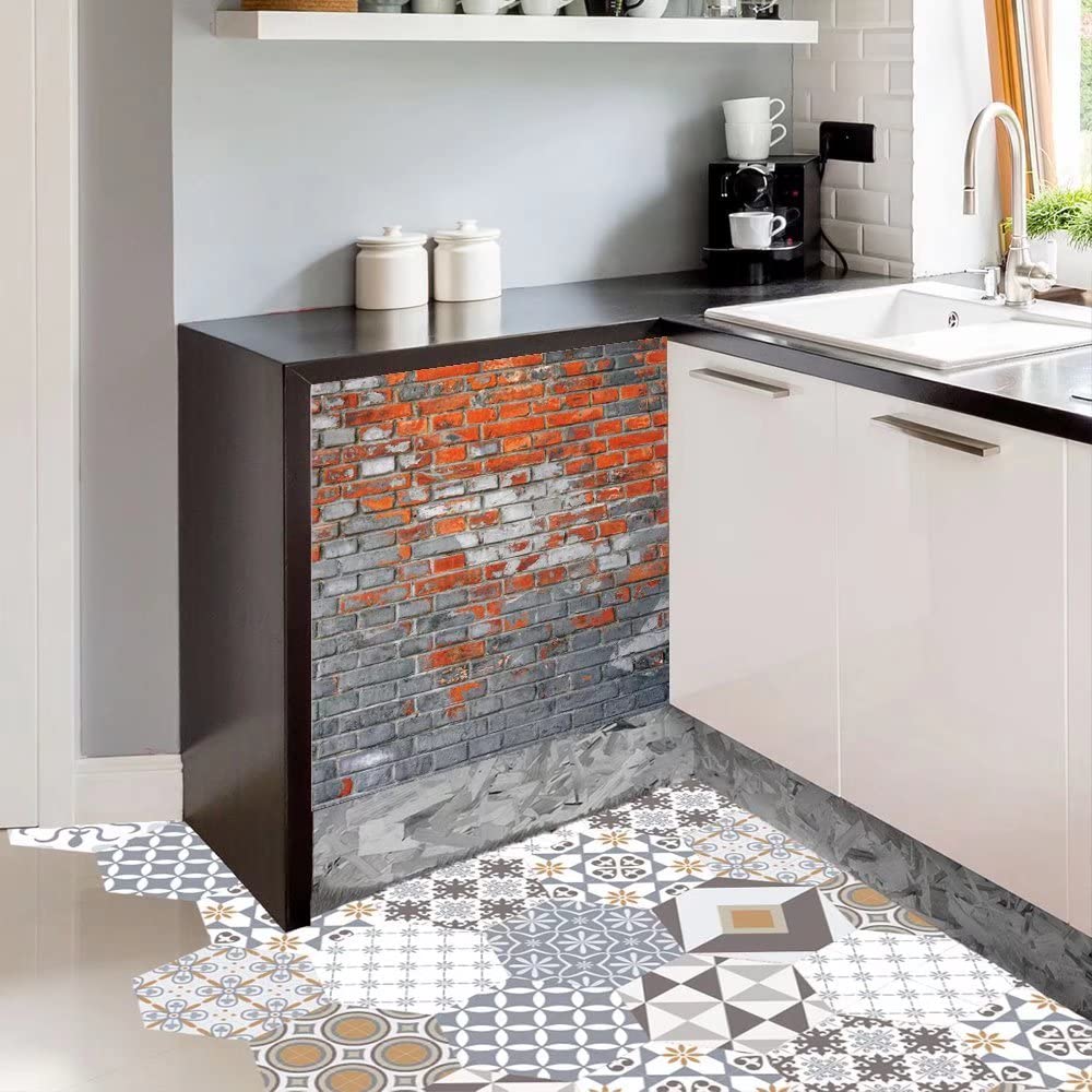 Brick Wall Dishwasher Magnet Cover - Reusable Vinyl Decal 23x26in for Kitchen Appliances