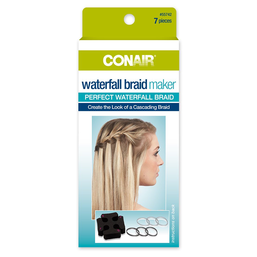 Conair Waterfall Braid Maker Kit - 7 Piece Hair Styling Tool Set for Easy DIY Braids, Waves & Updos | Perfect for Home, Salon & Travel Use