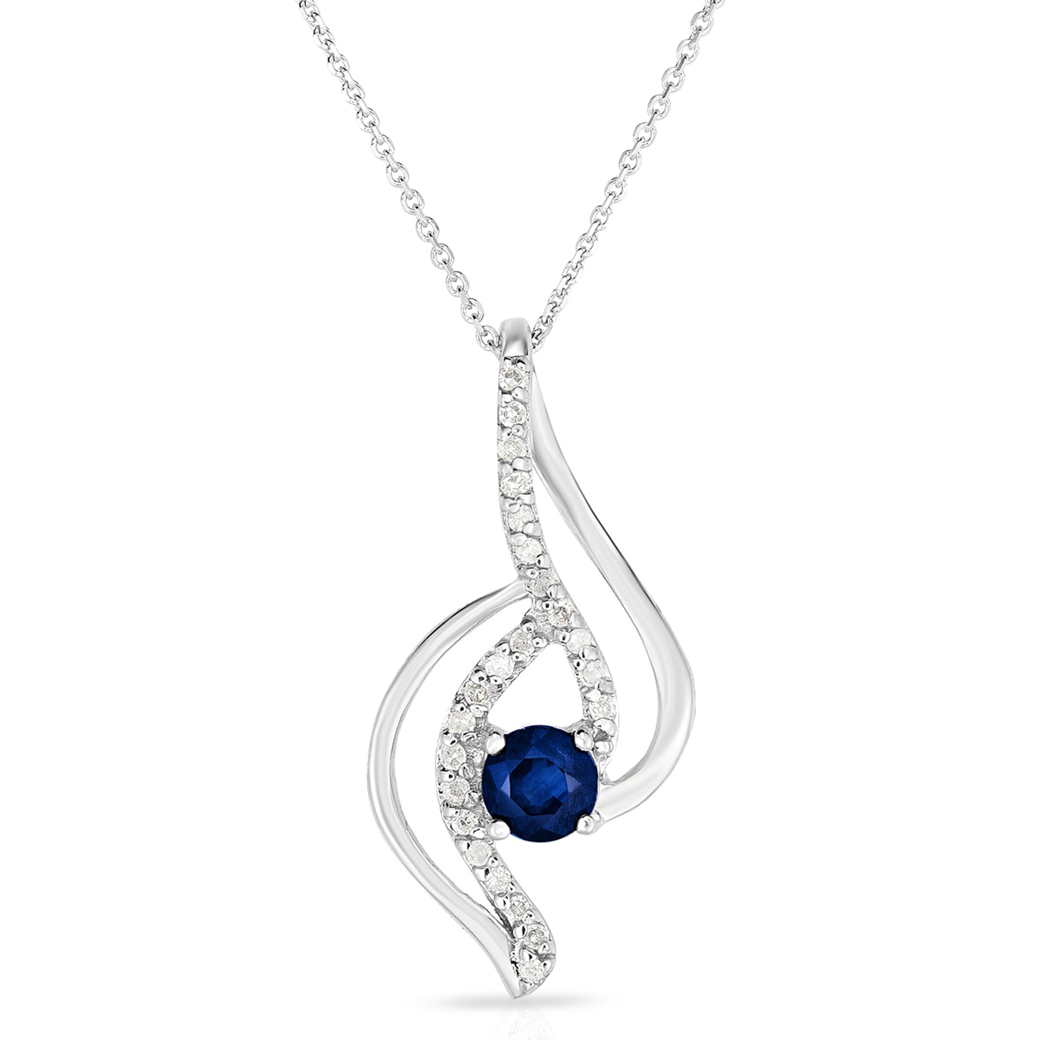 Exquisite 14K White Gold Sapphire & Diamond Pendant Necklace for Women | Elegant Jewelry Gift for Anniversary, Birthday & Special Occasions | Perfect for Evening Wear & Formal Events
