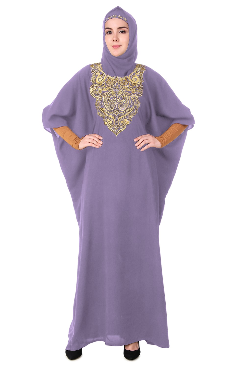 Exquisite Floral Hand Embroidered Kaftan Dress for Women - Boho Chic Beach Cover Up, Resort Wear & Summer Vacation Outfit