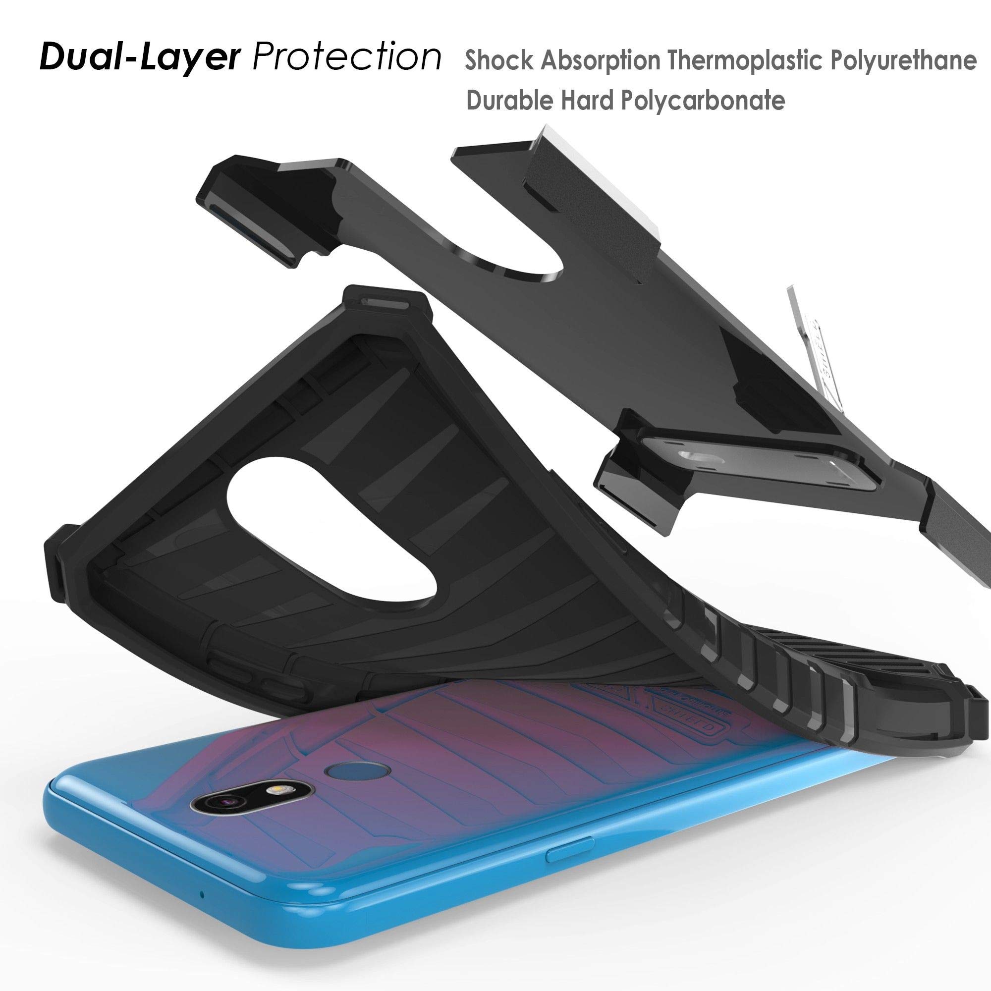 Military Grade Hybrid Shockproof Case with Stand & Dual Layer Cover for LG K40/Solo LTE/X4/Harmony 3/Xpression Plus 2 - Daisy Owl Design | Perfect for Outdoor Activities, Work & Travel Protection