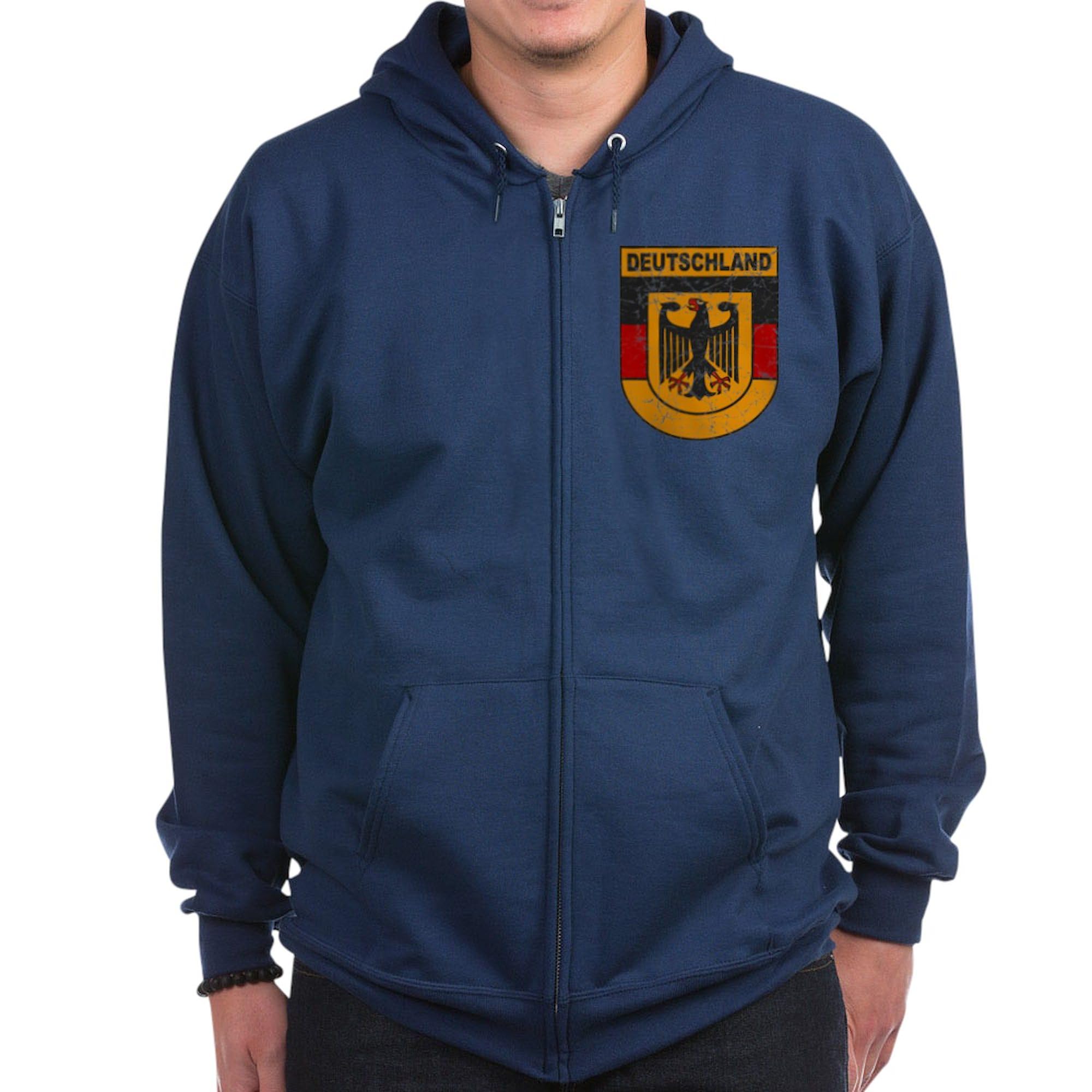 Germany Shield Zip Hoodie for Men - Dark Zip-Up Hooded Sweatshirt | Casual Wear, Street Style & Outdoor Activities