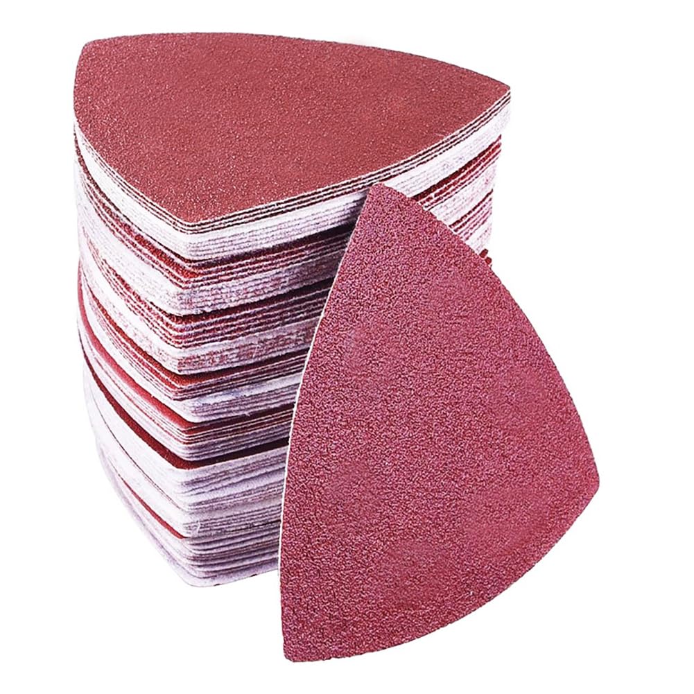 300pcs 80mm Triangular Sandpaper for 3-1/8 Inch Oscillating Multi Tool - 40/60/80/120/180/240 Grit Hook & Loop Sanding Pads - Perfect for Woodworking, Metal Polishing & DIY Home Projects