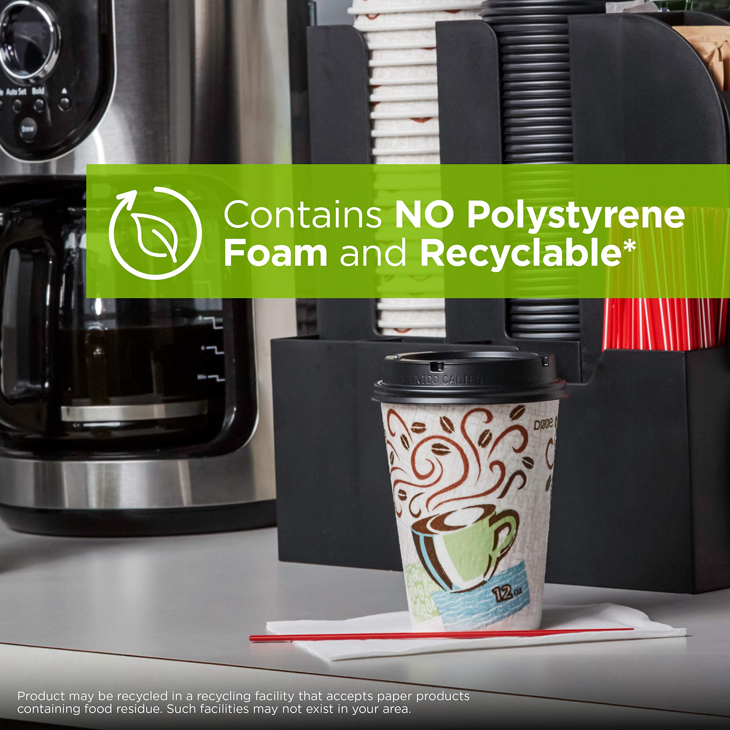 **Dixie PerfecTouch 16 oz Insulated Paper Coffee Cups – Hot & Leak-Proof (500 Count, 20 Sleeves) – Coffee Haze Design for Cafés, Offices & Home Use**