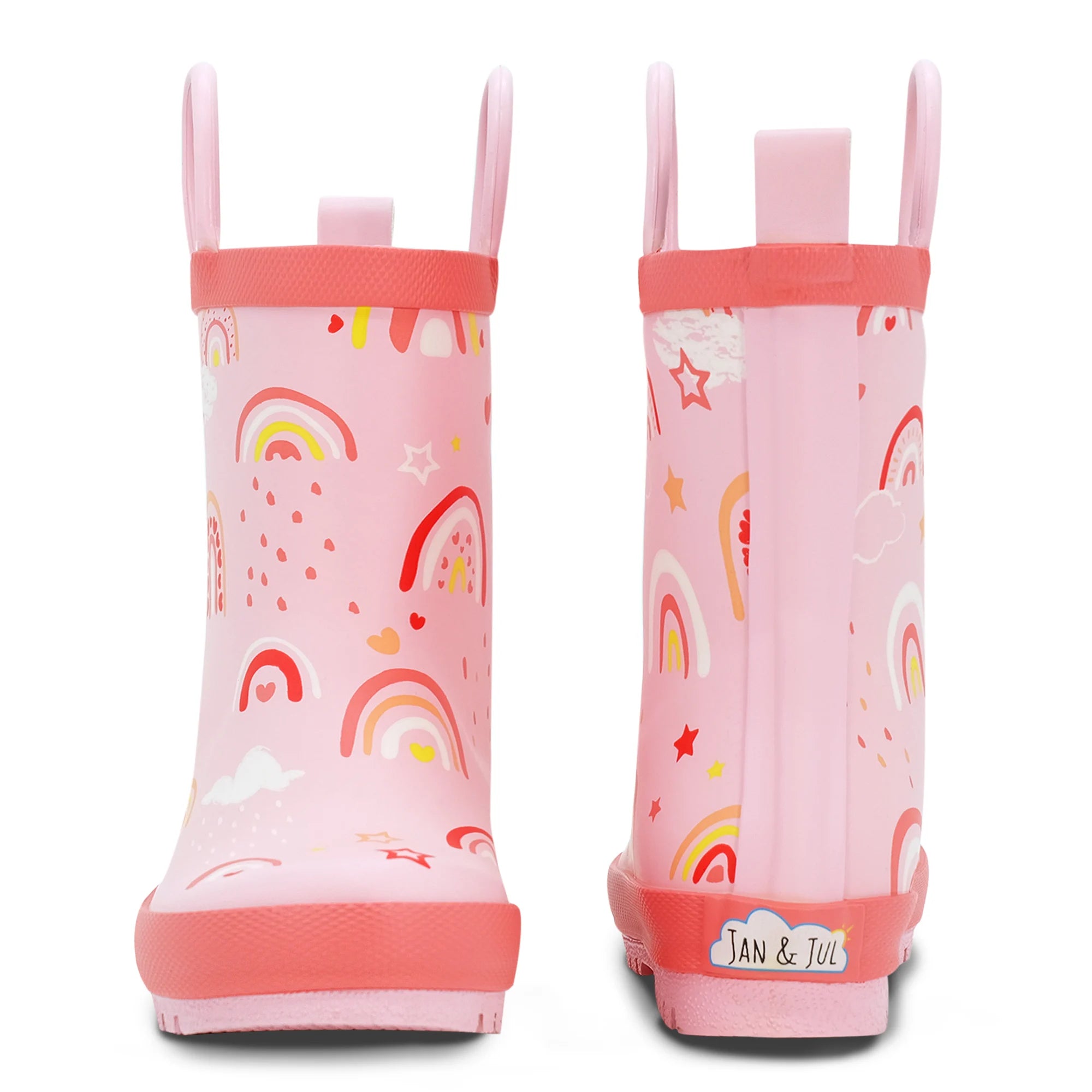Jan & Jul Pink Rainbow Toddler Rain Boots - Waterproof Kids Rain Shoes for Girls & Boys - Perfect for Puddle Jumping, Outdoor Play & Spring Weather