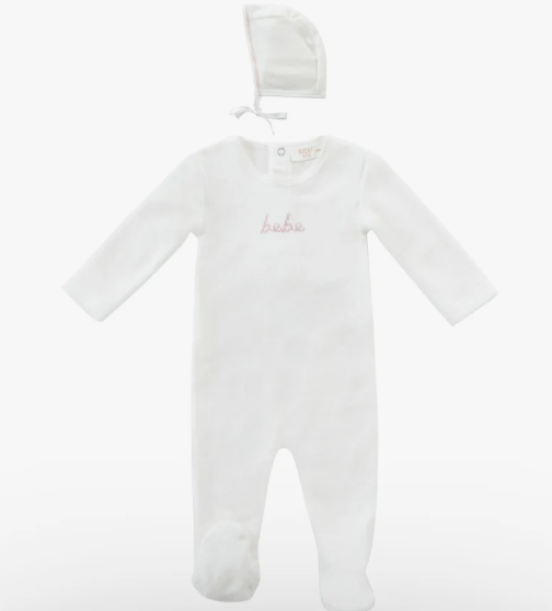 KIPP BEBE Stretchie with Bonnet Set for Newborn to 6 Months - Soft Cotton Baby Bodysuit & Hat Outfit for Photography, Gifts & Everyday Wear