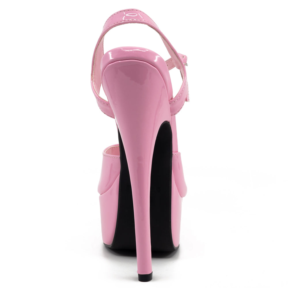 Ellie Shoes Juliet 6.5 Inch Stiletto Heels Patent Leather Platform Sandals for Women - Pink | Perfect for Parties, Weddings & Date Nights