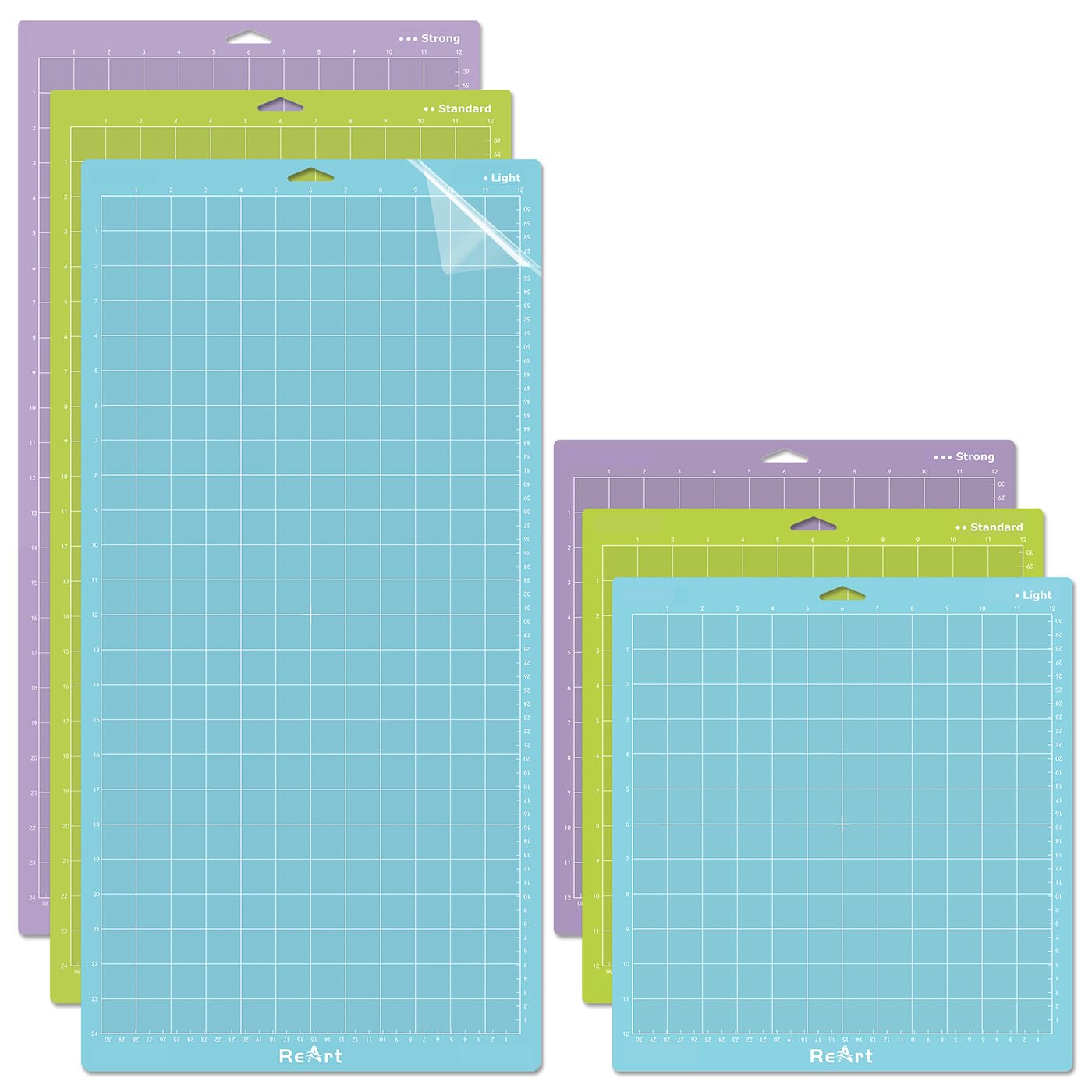 ReArt Cutting Mat Variety 6-Pack for Cricut Maker 3, Maker, Explore 3, Air 2, Air & One - Strong, Standard & Light Grip Adhesive Replacement Mats (12x12 & 12x24 Inch) - Perfect for Vinyl, Paper & Fabric Crafting Projects