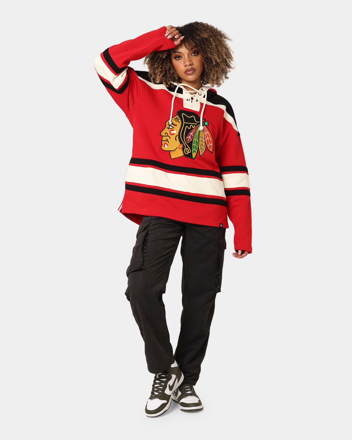 47 Brand Chicago Blackhawks Superior Lacer Hoodie - Red NHL Hockey Pullover Sweatshirt for Men & Women - Perfect for Game Day & Casual Wear