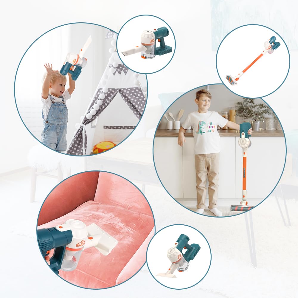 3-in-1 Kids Vacuum Cleaner Toy Set with Real Suction - Functional Toddler Cleaning Toy for Ages 3+ - Pretend Play Housekeeping Set for Early Childhood Development & Role Play Fun
