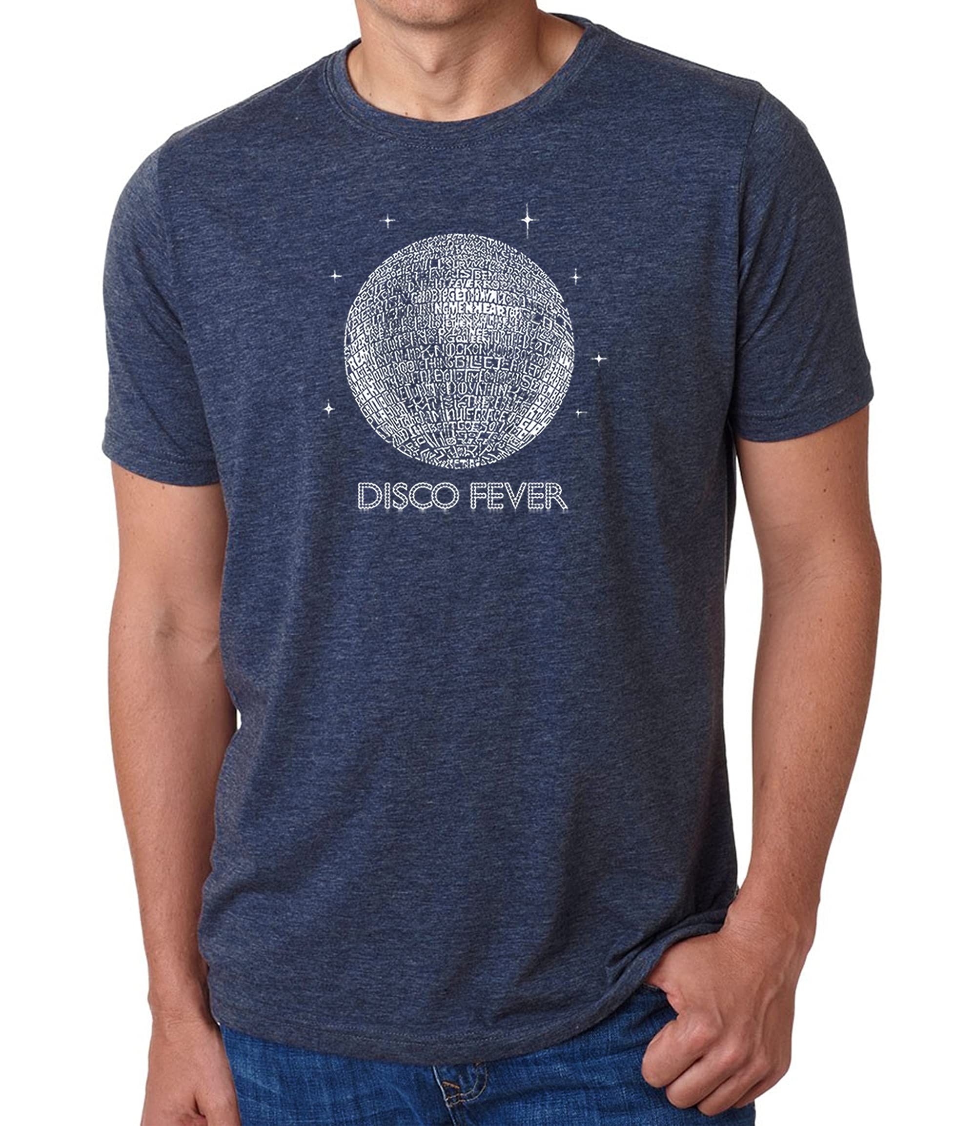 LA POP ART Men's Word Art Tank Top - Disco Ball Graphic Muscle Tee | Vintage Inspired Casual Summer Shirt for Music Festivals & Night Out