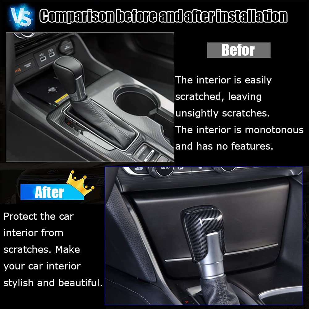 Custom ABS Gear Shift Knob Cover Trim for Honda Civic 11th Gen 2022-2023, Accord 2018-2022, CR-V 2023-2024, HR-V 2023-2024 - Red Carbon Fiber Style (1Pcs/Set) | Interior Car Accessories Upgrade for Enhanced Driving Experience