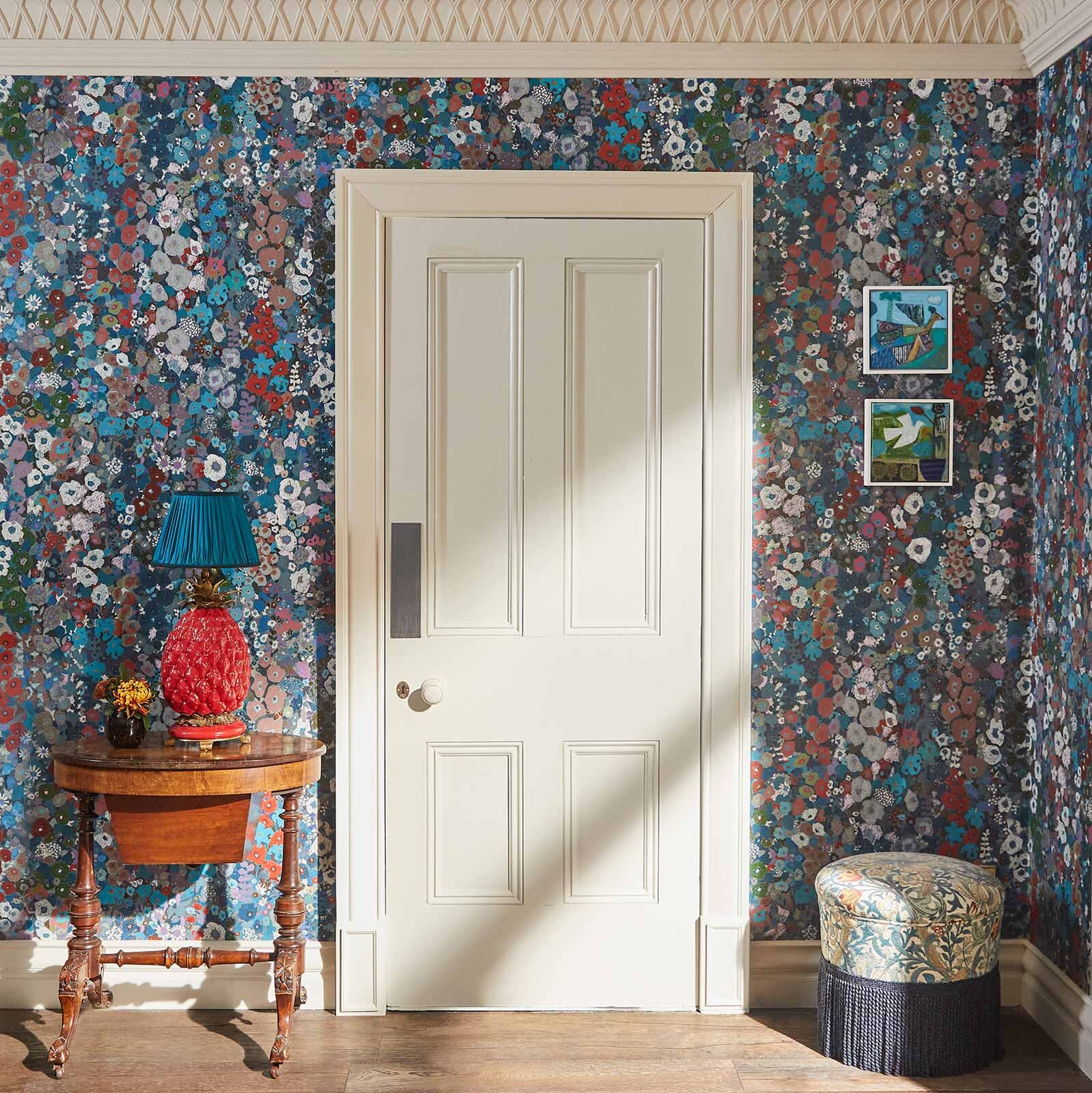 Hollyhocks Wallpaper - Winter Floral Peel and Stick Wallpaper for Bedroom, Living Room, Home Decor - Perfect for Seasonal Home Makeover & Cozy Winter Atmosphere