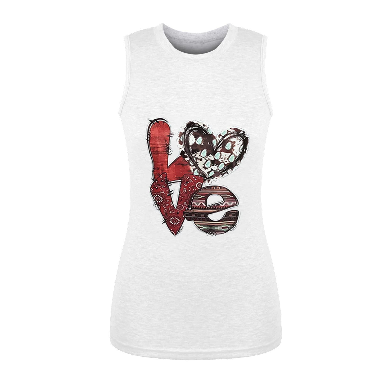 Women's Summer Tank Tops - Sleeveless Crew Neck Tee Shirts with Love Print | Casual Comfort Fit for Yoga, Workout & Everyday Wear