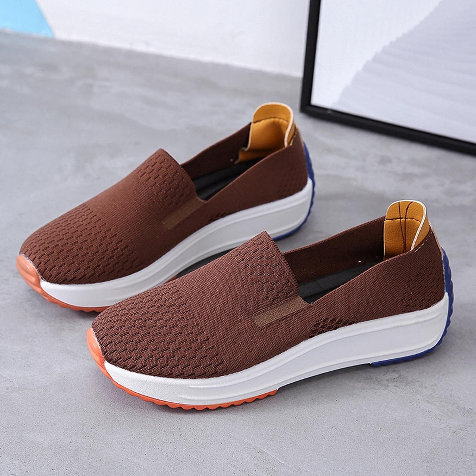 Women's Orthopedic Slip-On Walking Shoes - Wide Fit Comfort Loafers with Breathable Knit Mesh | Non-Slip Platform Flat Boat Shoes | Lightweight Soft Casual Sneakers for Women (2023) | Perfect for Walking, Travel & Everyday Comfort
