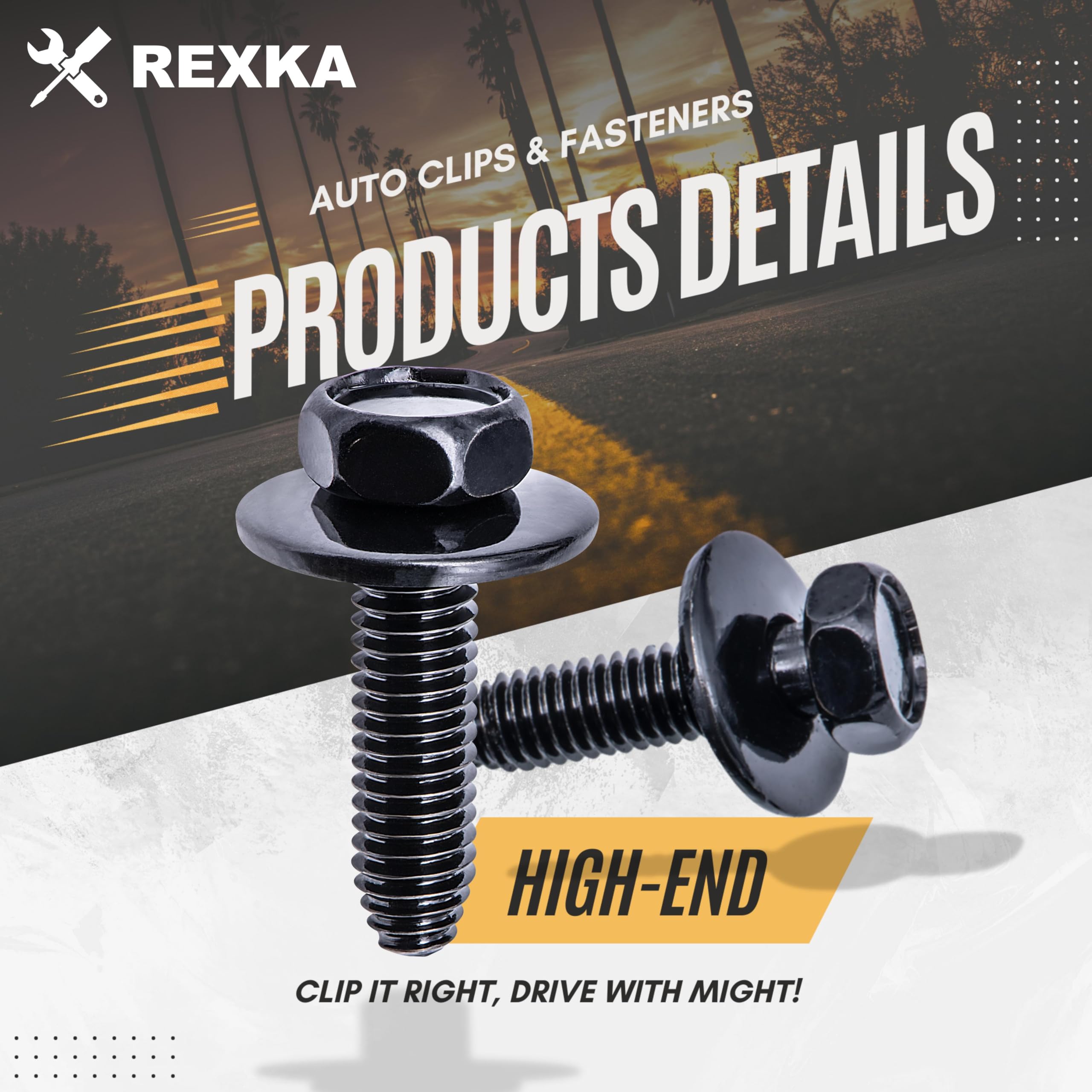 Rexka 10pcs M6 1.0 X 25mm Metric Hex Head Sems Bolts Body Screws - Compatible with GMC Buick Chevrolet Cadillac 11503834, 20351035 - Perfect for Auto Repair, DIY Projects & Vehicle Maintenance