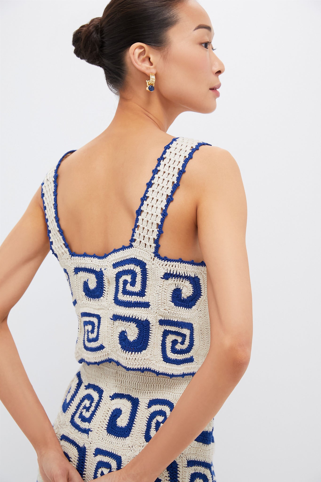 Blue Swirl Crochet Sloane Top - Boho Chic Summer Crop Top for Women | Beach Vacation, Music Festival & Casual Outfit
