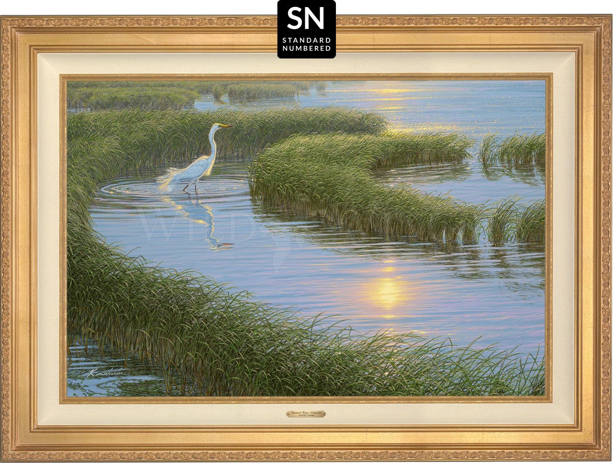 Evening Solitude - White Egret Art Print | Standard Numbered Edition (SN) | Home Decor, Office Wall Art, Gift for Nature Lovers