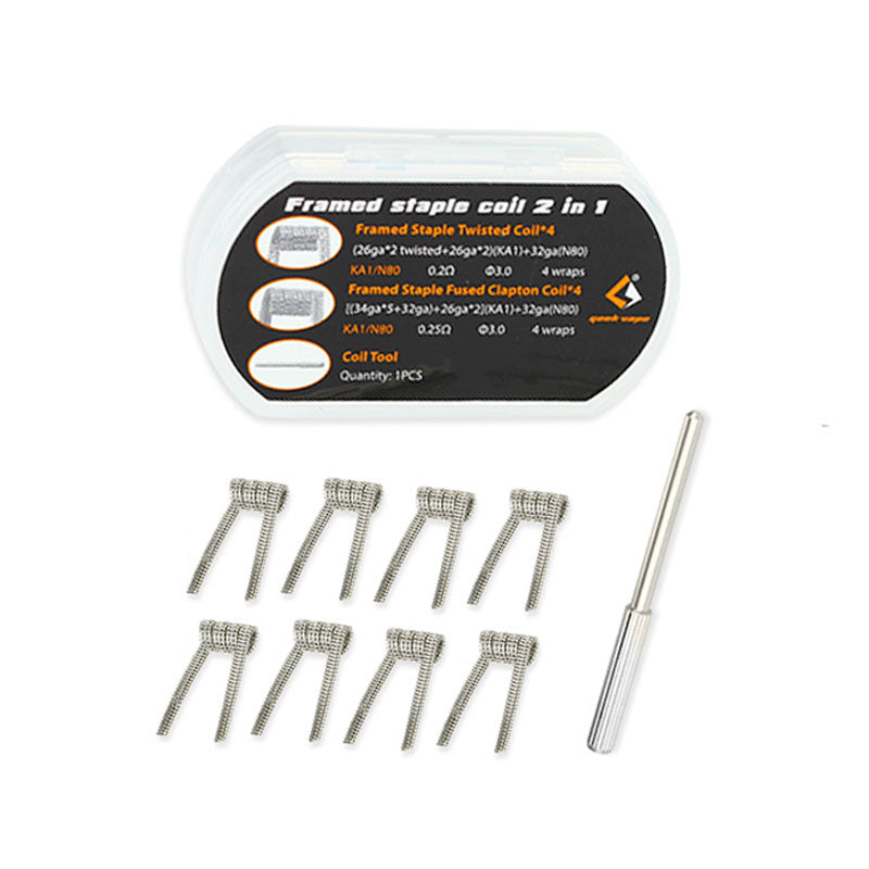 GeekVape Framed Staple Coils 8pcs - Premium Vape Coils for RDA & RTA Tanks - Enhanced Flavor & Cloud Production - Perfect for Sub-Ohm Vaping & DIY Coil Builders