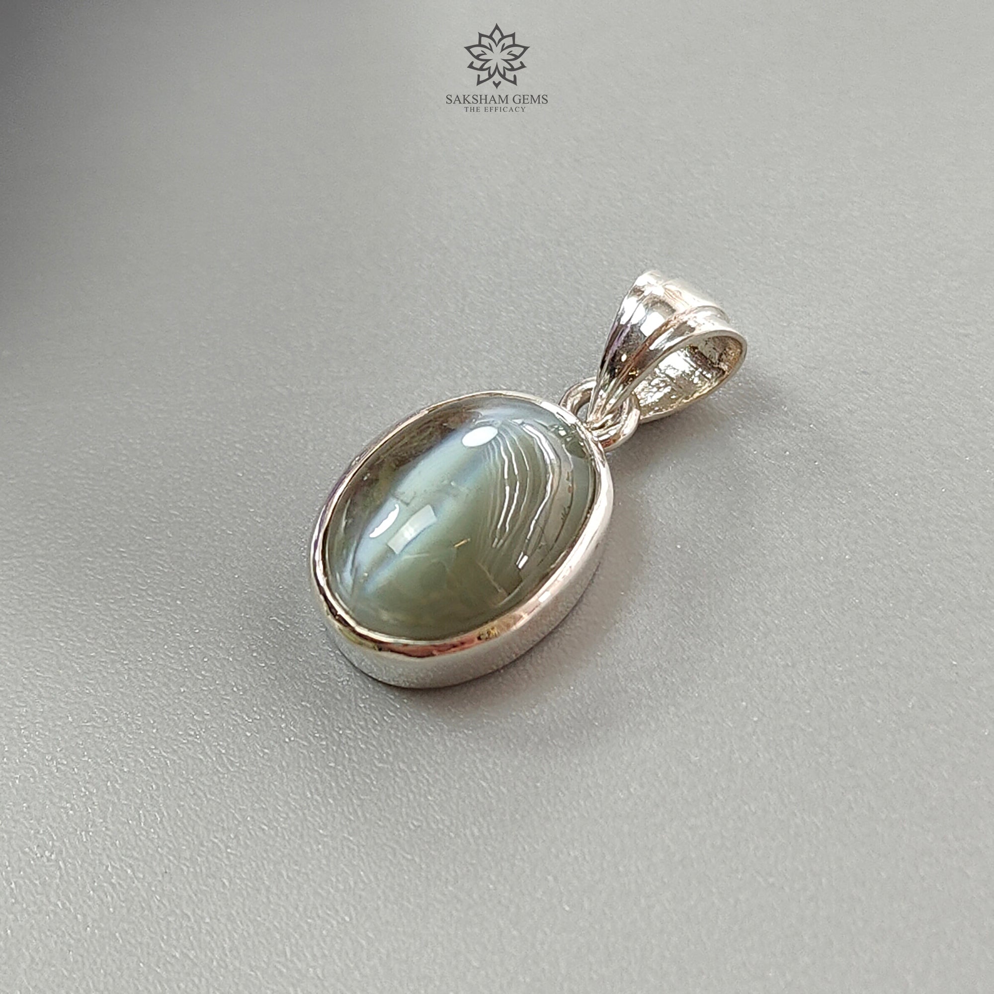 Natural Chrysoberyl Cat's Eye Silver Pendant - 3.34g Oval Cabochon Gemstone in 925 Sterling Silver Bezel Setting | Elegant Jewelry Gift for Women, Birthday, Anniversary & Special Occasions