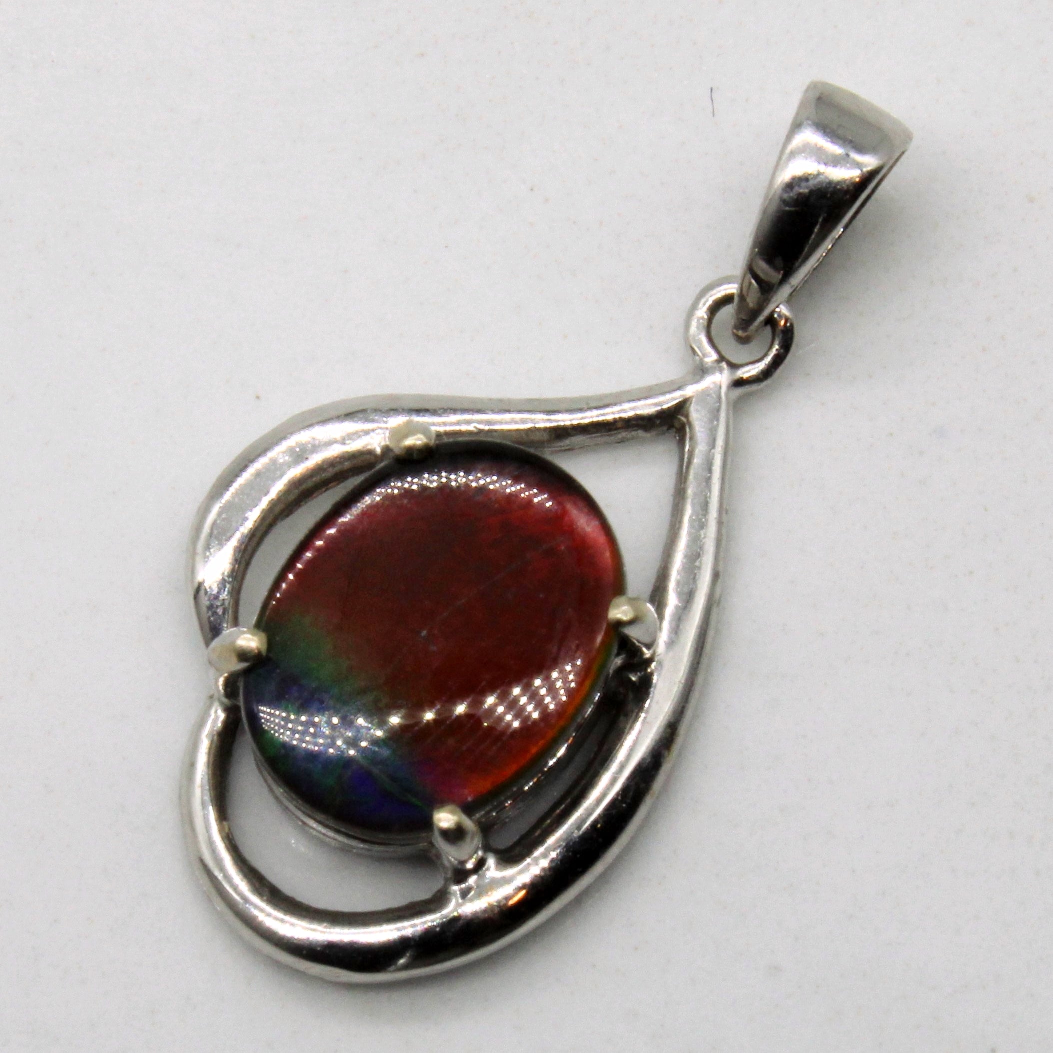 Natural Ammolite Pendant Necklace | 0.90ct Genuine Canadian Ammolite Gemstone Jewelry | Elegant Gift for Women, Birthday, Anniversary | Perfect for Formal Events & Special Occasions