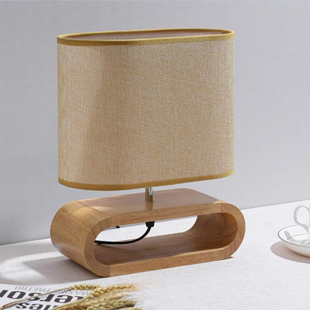 Modern Wooden Base Fabric Linen Table Lamp - Bedside, Living Room, Office & Dormitory Lighting - Stylish Home Decor for Bedrooms, Workspaces & Cozy Spaces