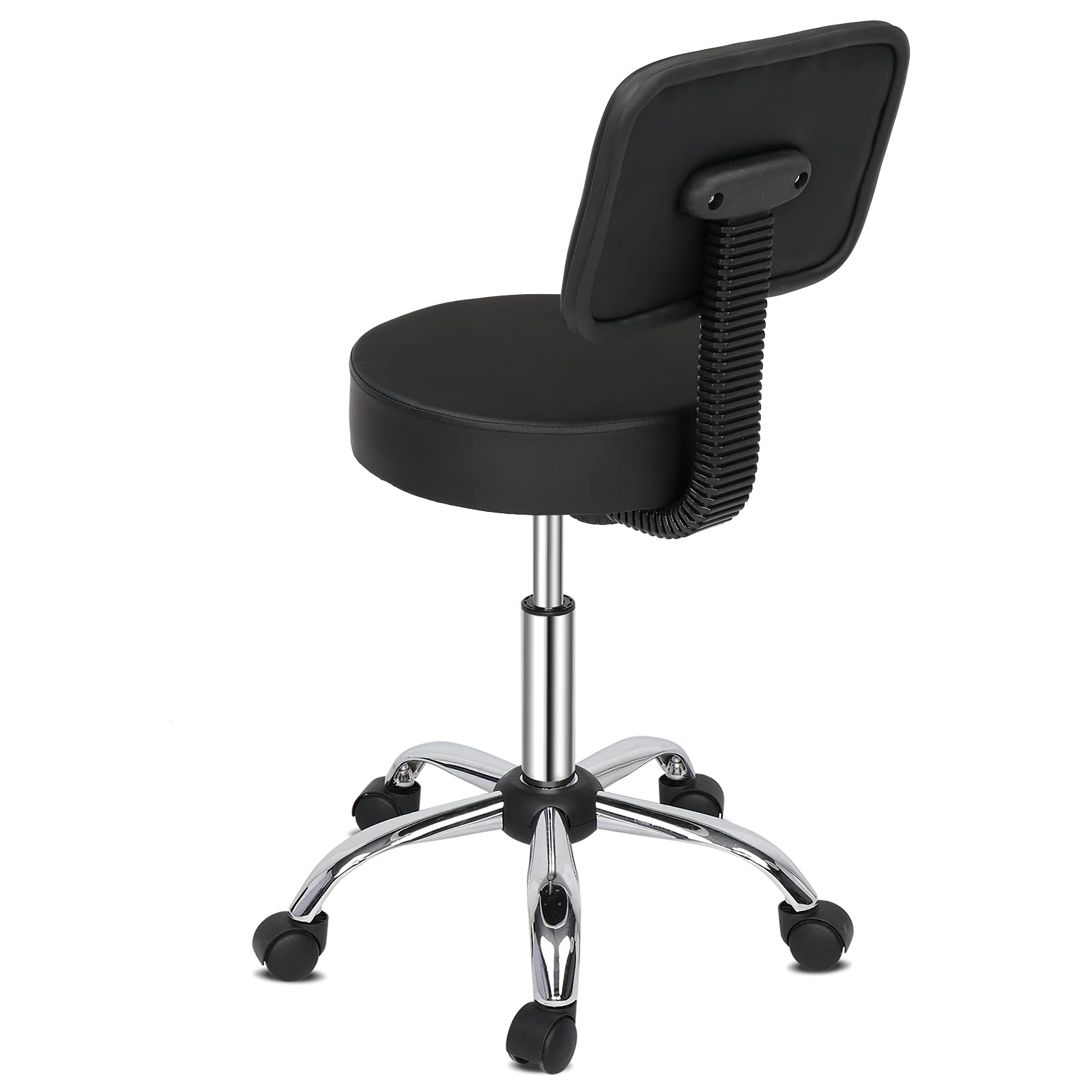 Vasitelan Hydraulic Swivel Salon Stool with Back - Adjustable Rolling Office Chair for Beauty, Barber, Tattoo & Massage - Black | Perfect for Salon, Spa, Clinic & Home Use
