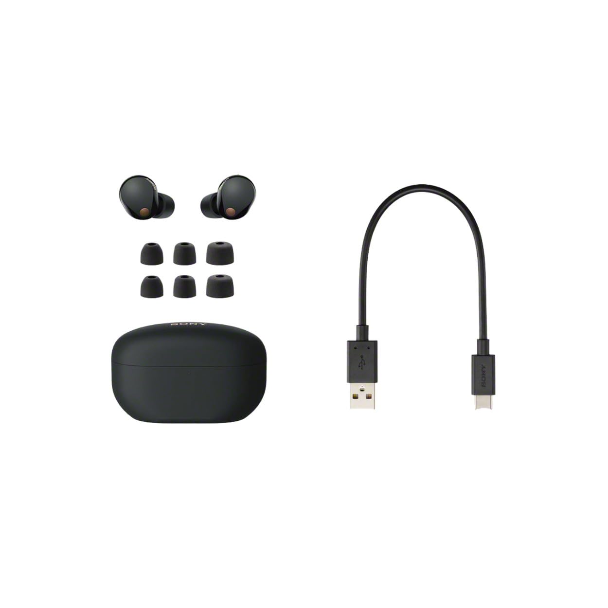 Sony WF-1000XM5 True Wireless Bluetooth Noise Cancelling Earbuds (Black) with Wireless Charger Bundle - Premium Sound Quality for Travel, Work & Gym Use