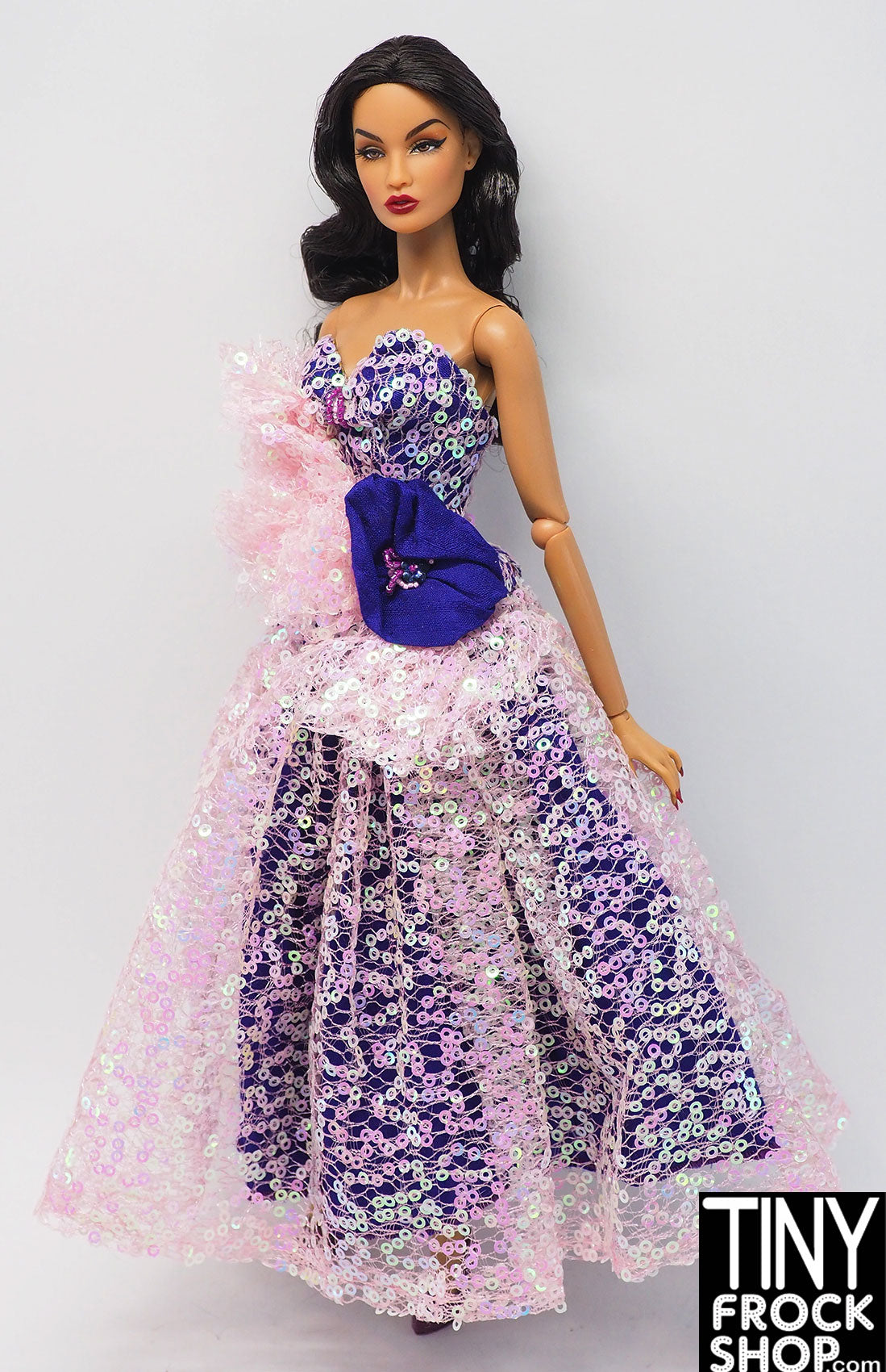 12-Pack Fashion Dolls with Iridescent Pink Mini Sequin Dresses & Purple Ball Gowns - Perfect for Birthday Gifts, Party Favors, and Kids' Dress-Up Play