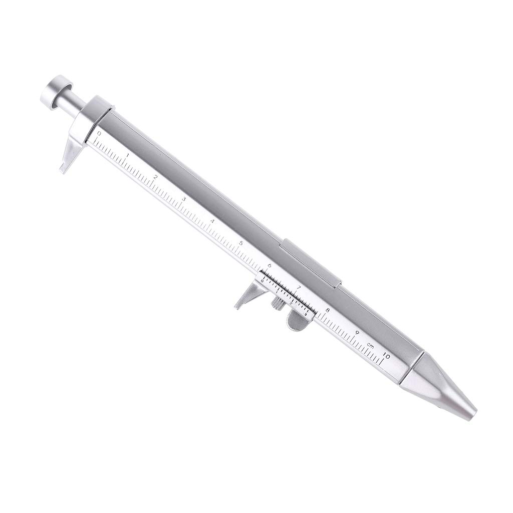 Precision Vernier Caliper Pen with Rollerball Tip - Dual Function Writing & Measuring Tool for Engineers, Students & DIY Projects - Portable Plastic Ballpoint Pen with Built-In Ruler for Workshop, Office & School Use